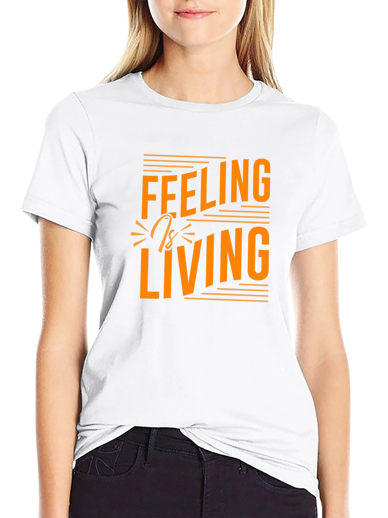 Feeling is Living Graphic Tee - Stylish Black T-Shirt