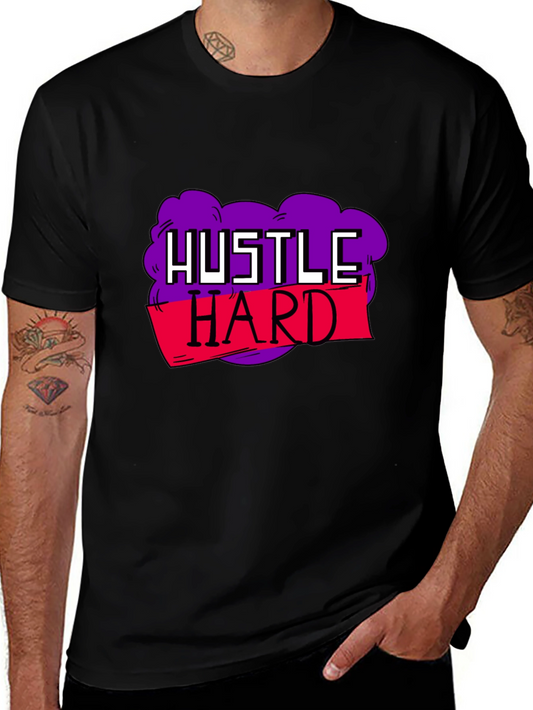 Hustle Hard Graphic Tee - Motivational Black T-Shirt