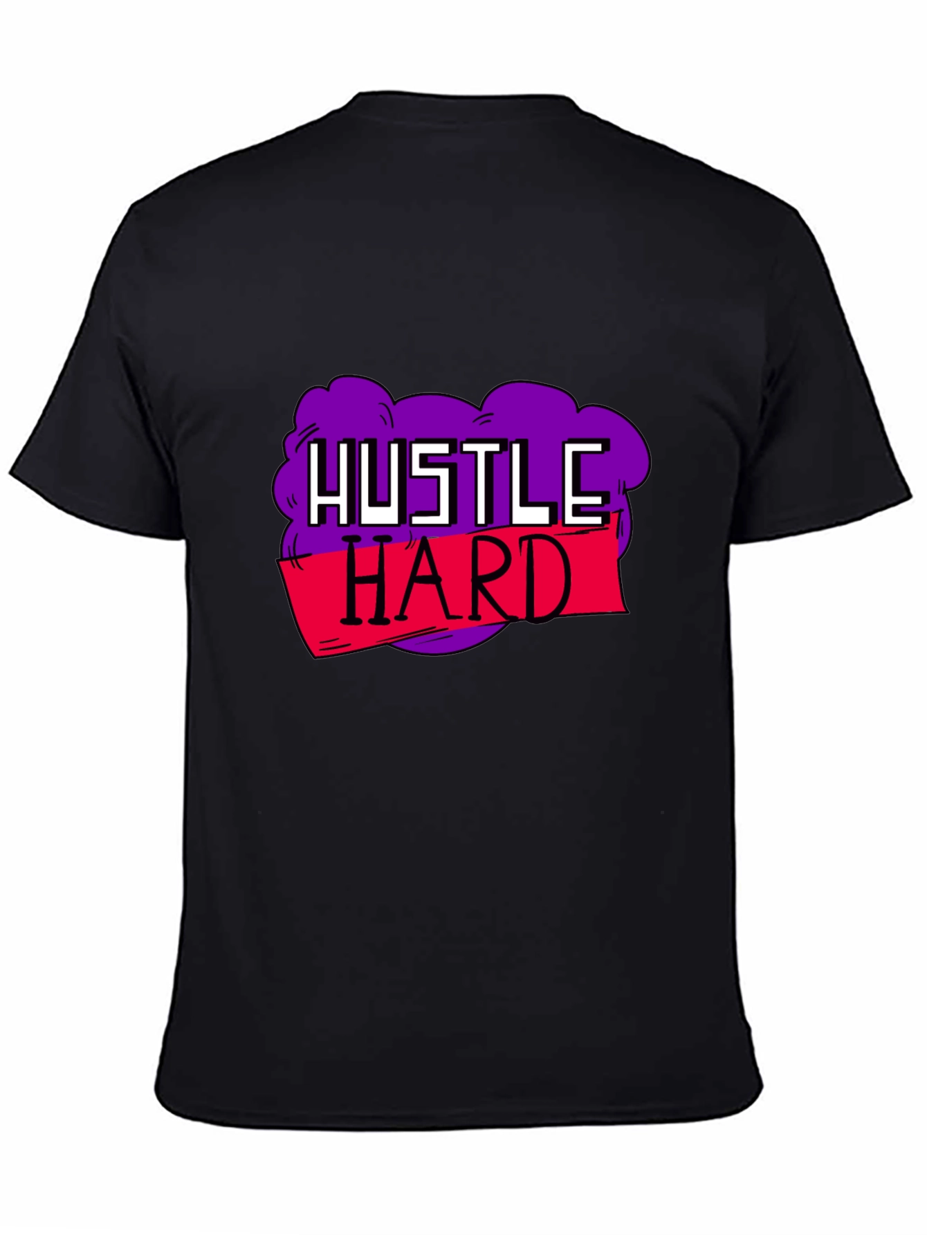 Hustle Hard Graphic Tee - Motivational Black T-Shirt