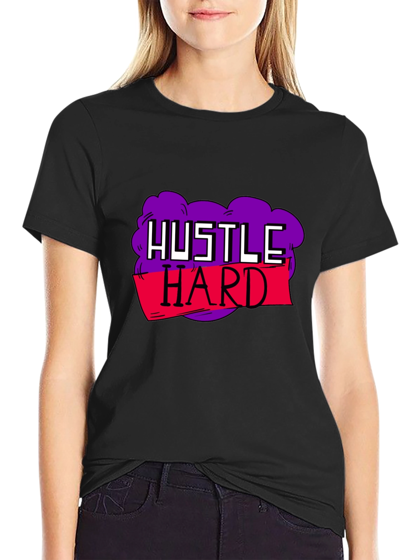 Hustle Hard Graphic Tee - Motivational Black T-Shirt