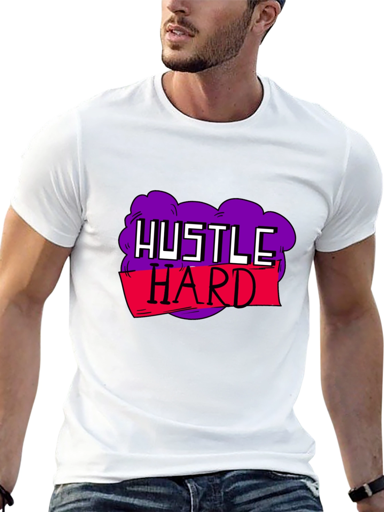Hustle Hard Graphic Tee - Motivational Black T-Shirt