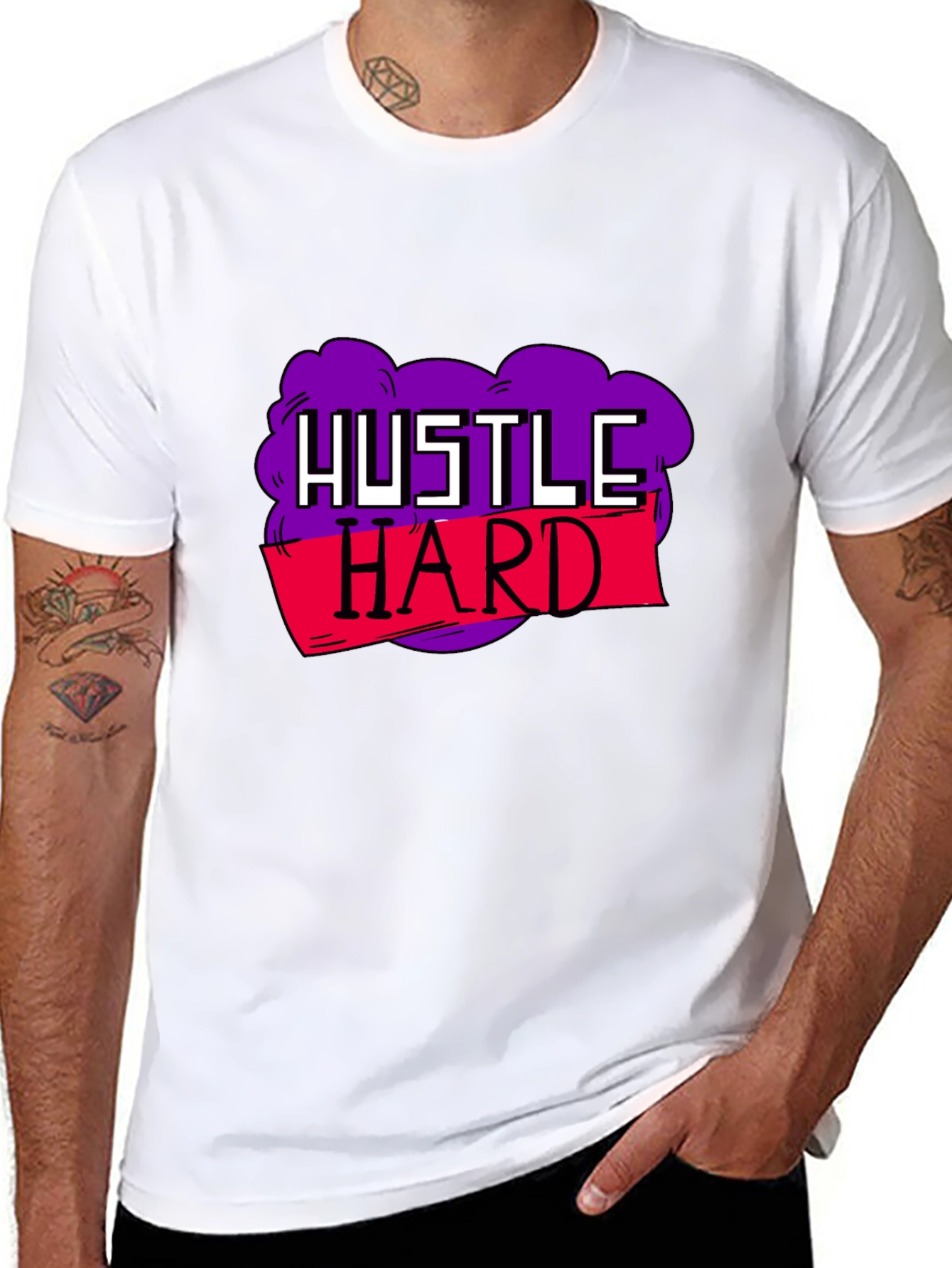 Hustle Hard Graphic Tee - Motivational Black T-Shirt