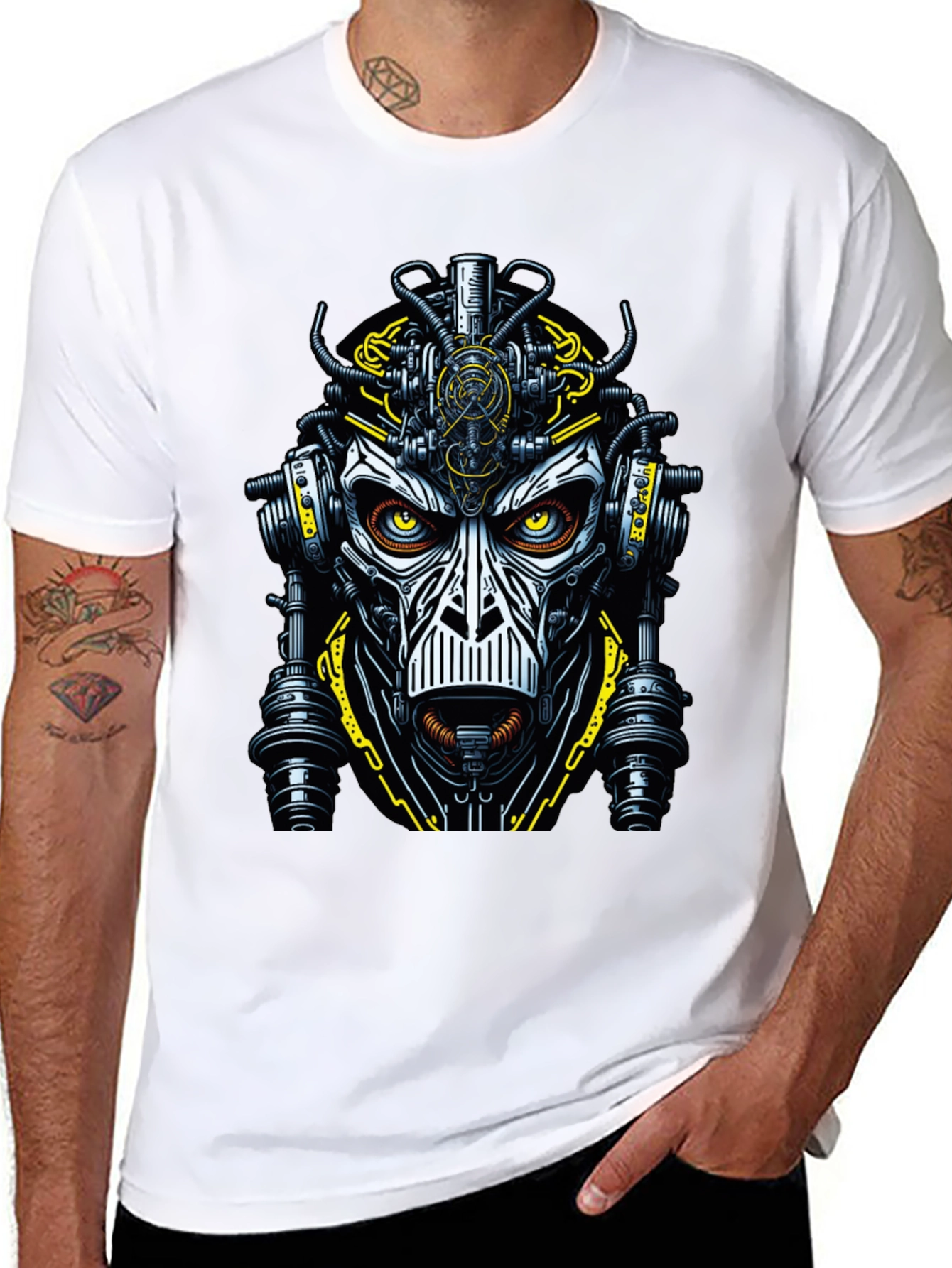 Steampunk Robot Face Graphic Tee
