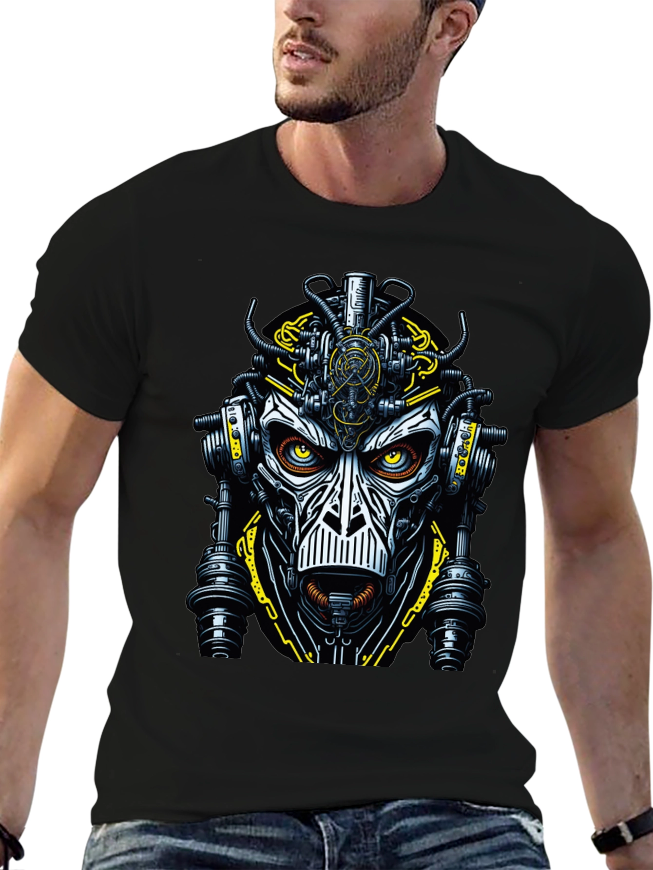 Steampunk Robot Face Graphic Tee
