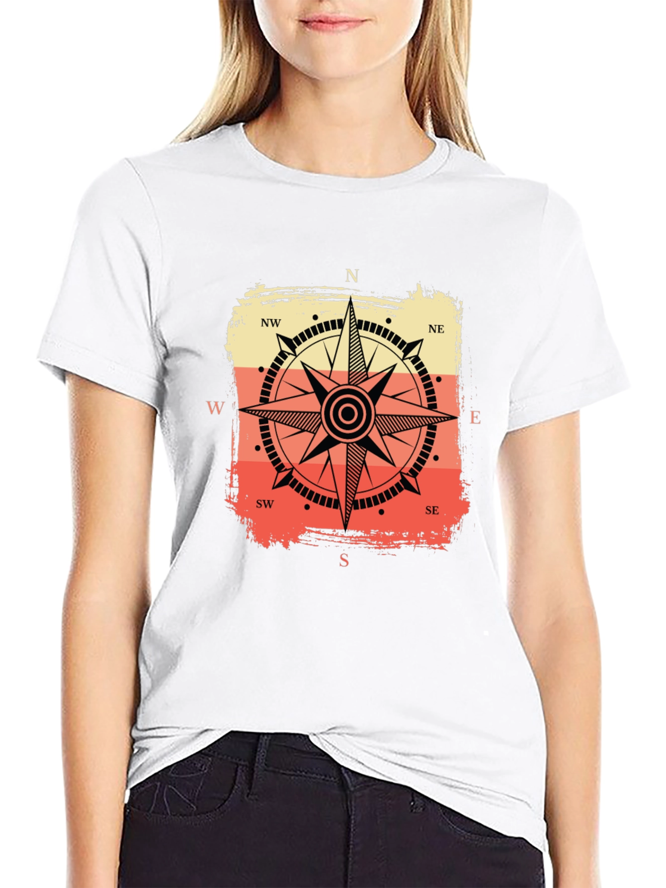 Retro Compass Graphic Tee - Black
