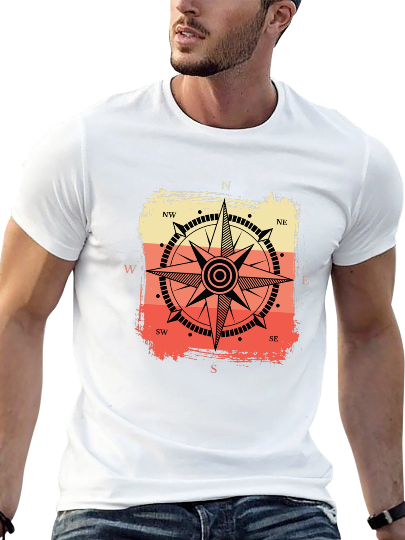 Retro Compass Graphic Tee - Black