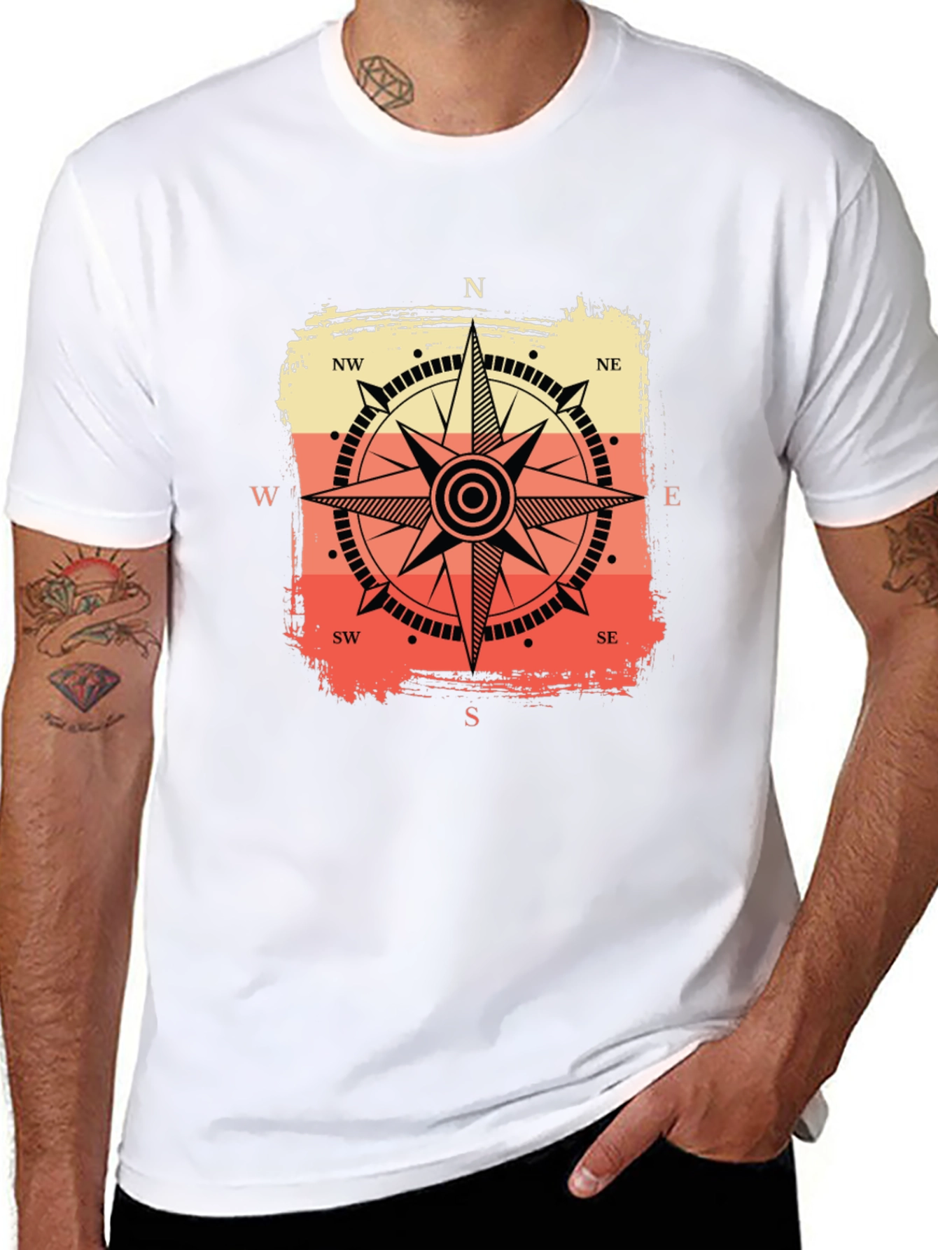 Retro Compass Graphic Tee - Black