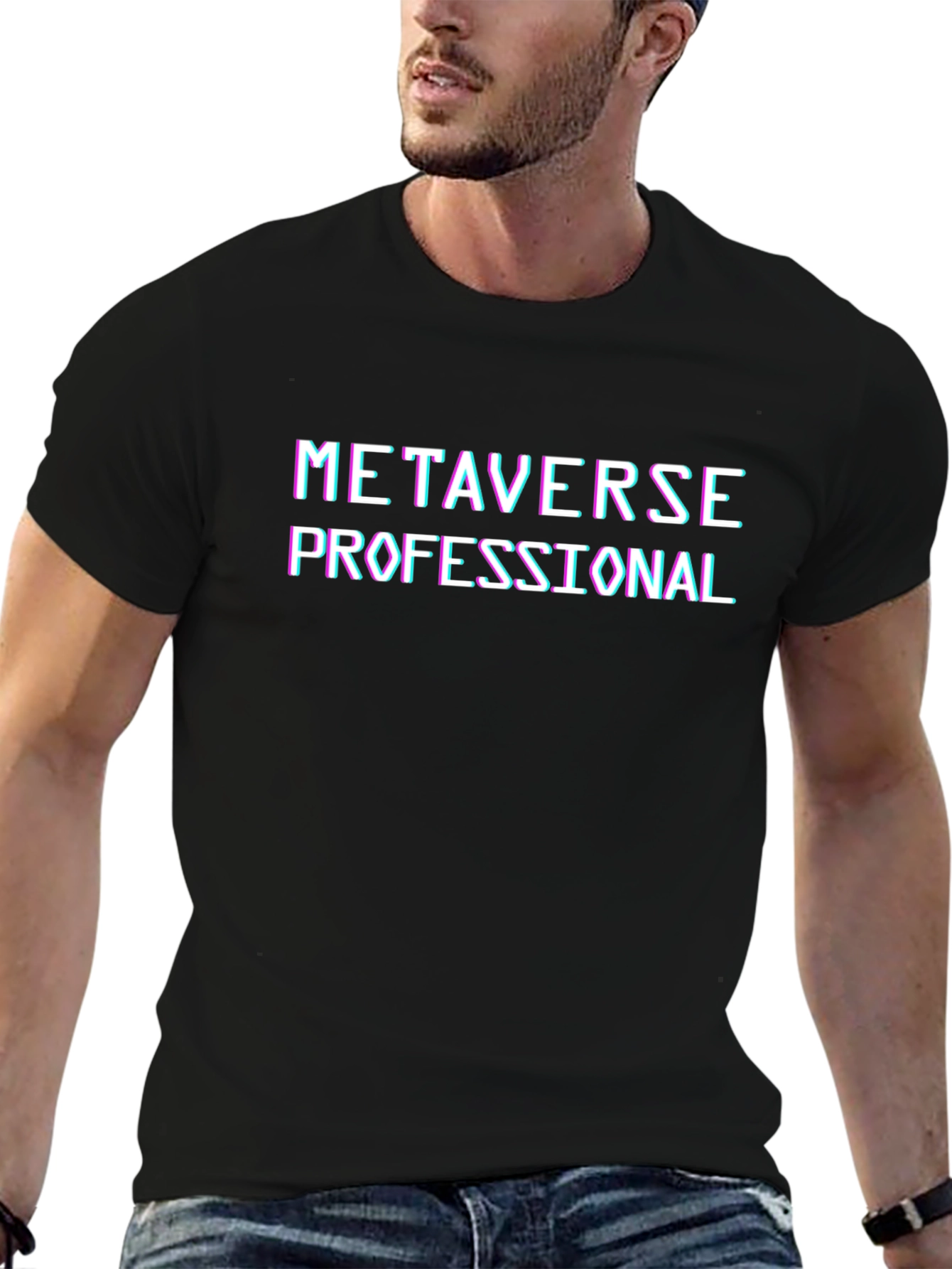 Metaverse Professional Graphic Tee - Black Cotton T-Shirt