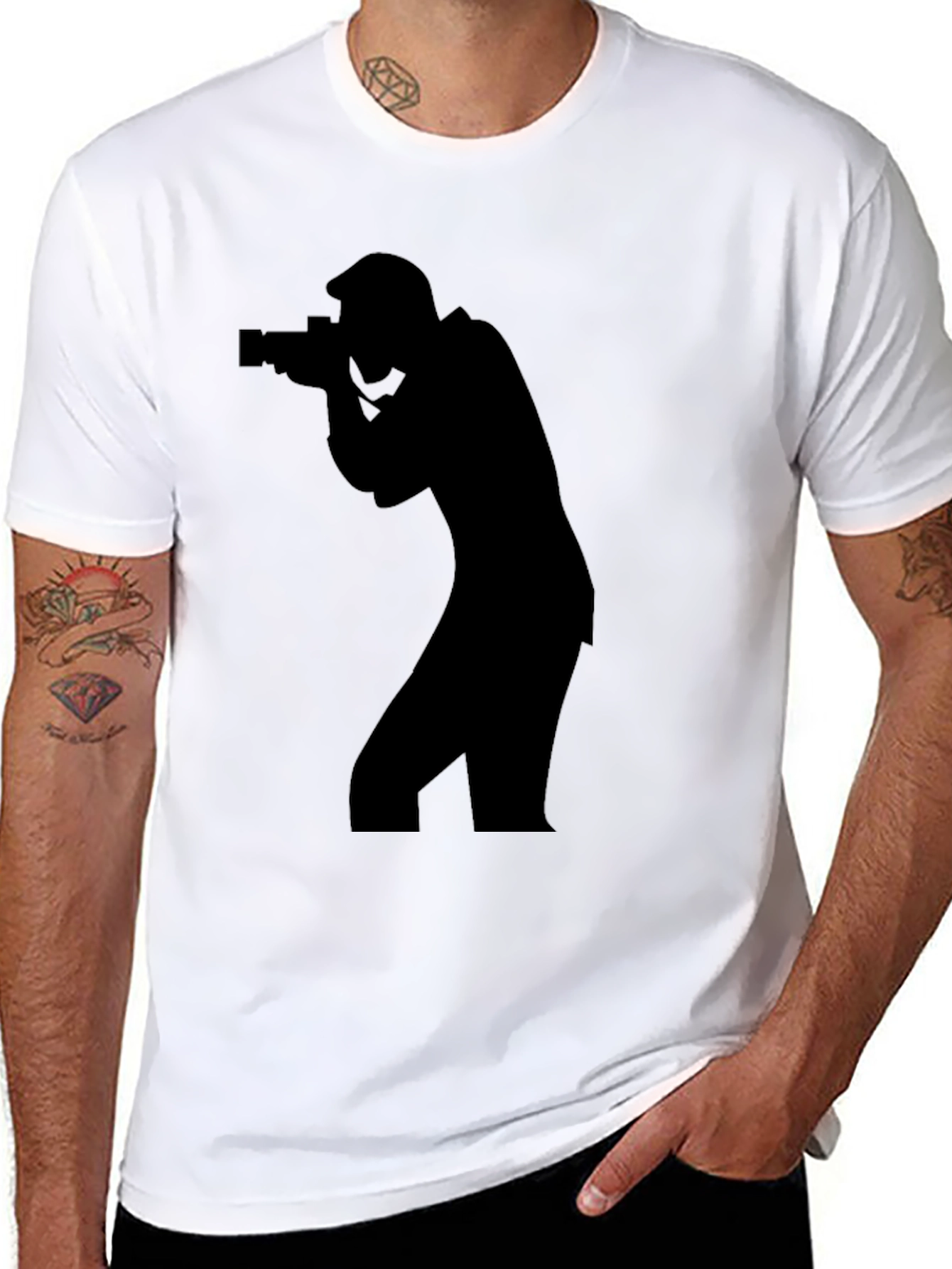 Photographer Silhouette T-Shirt - Cool Camera Graphic Tee
