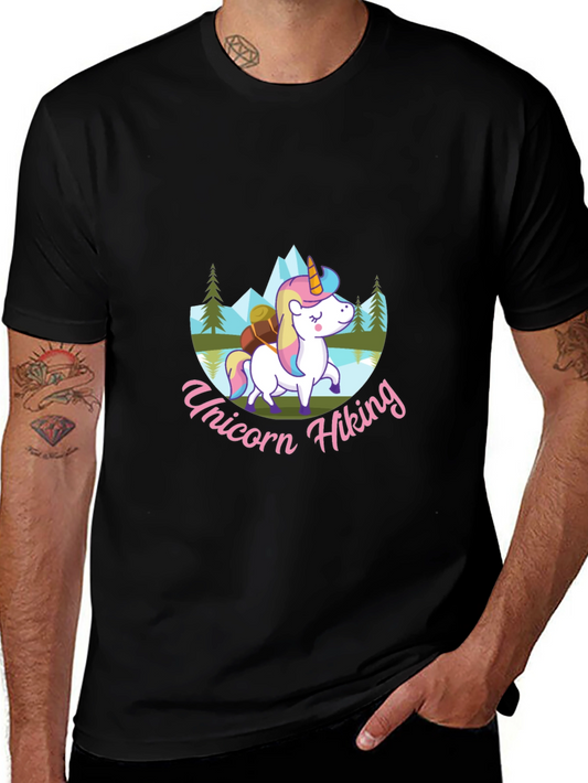 Unicorn Hiking Graphic T-Shirt Mountain Adventure Tee