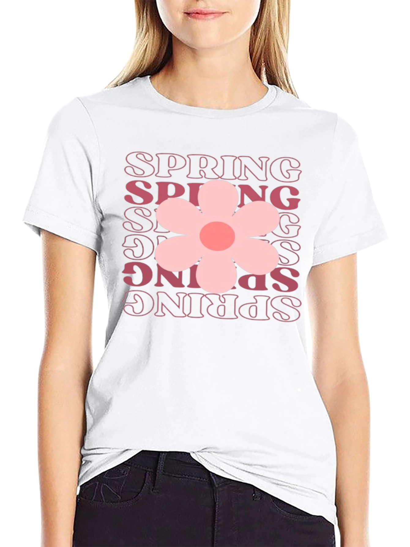 Spring Flower Graphic Tee - Black