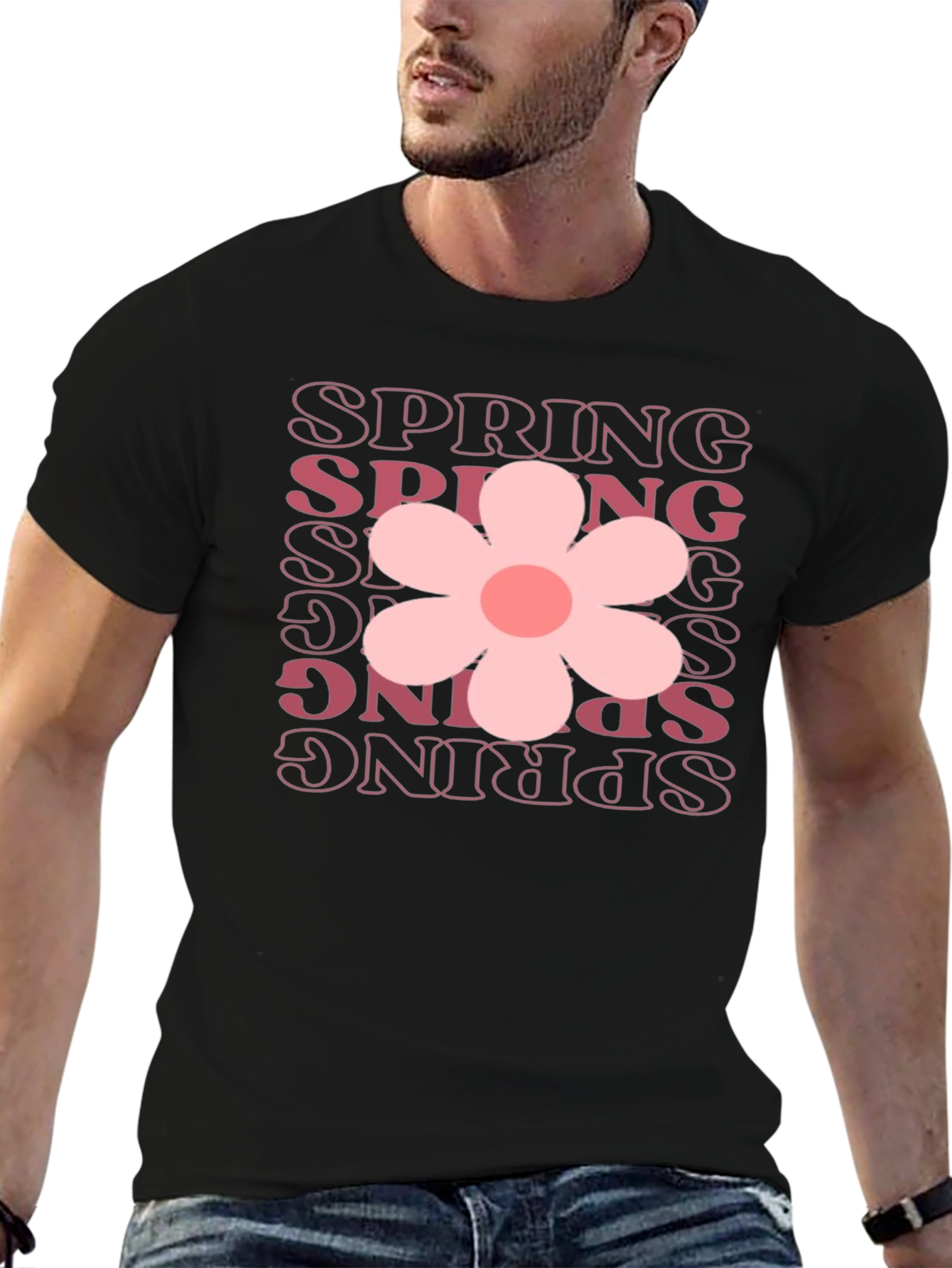 Spring Flower Graphic Tee - Black