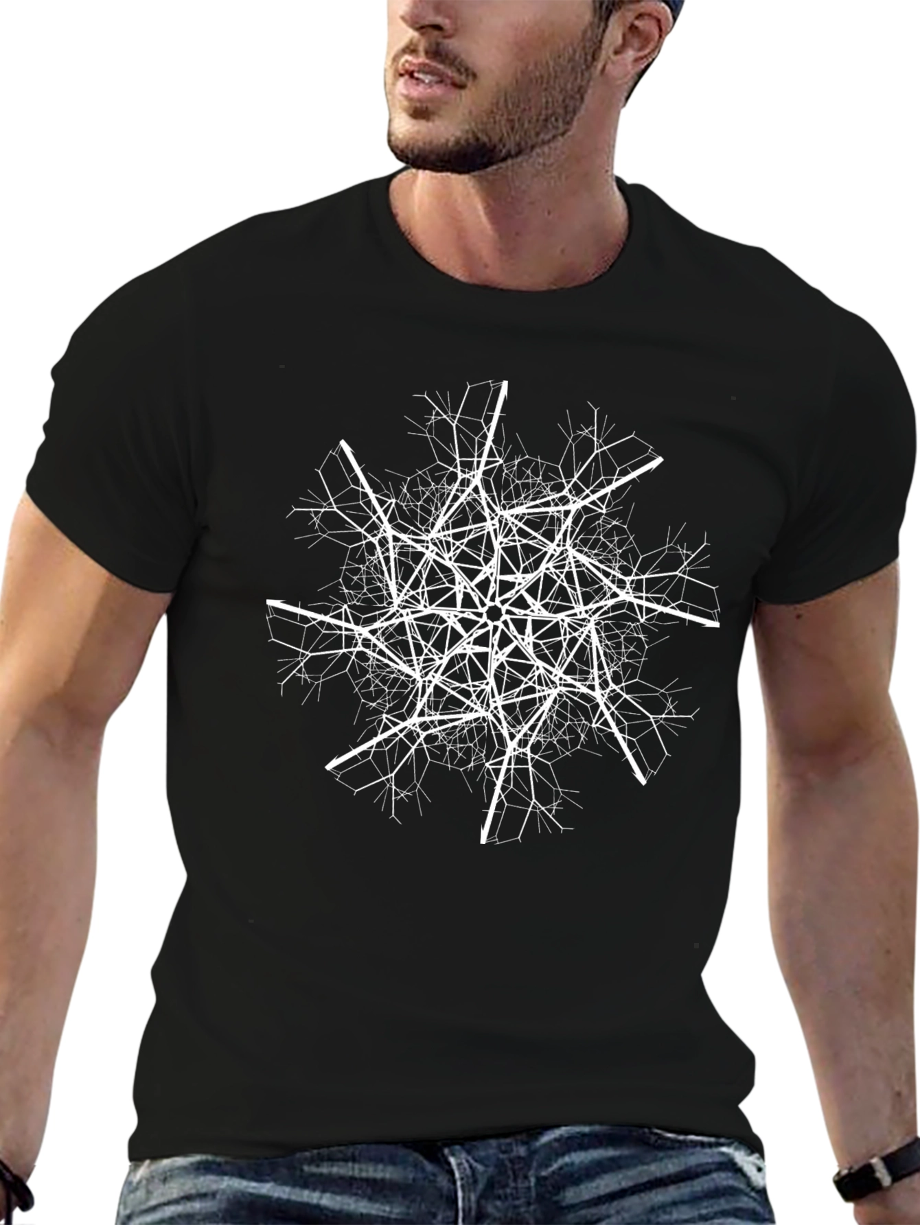 Abstract Tree Graphic T-Shirt - Black