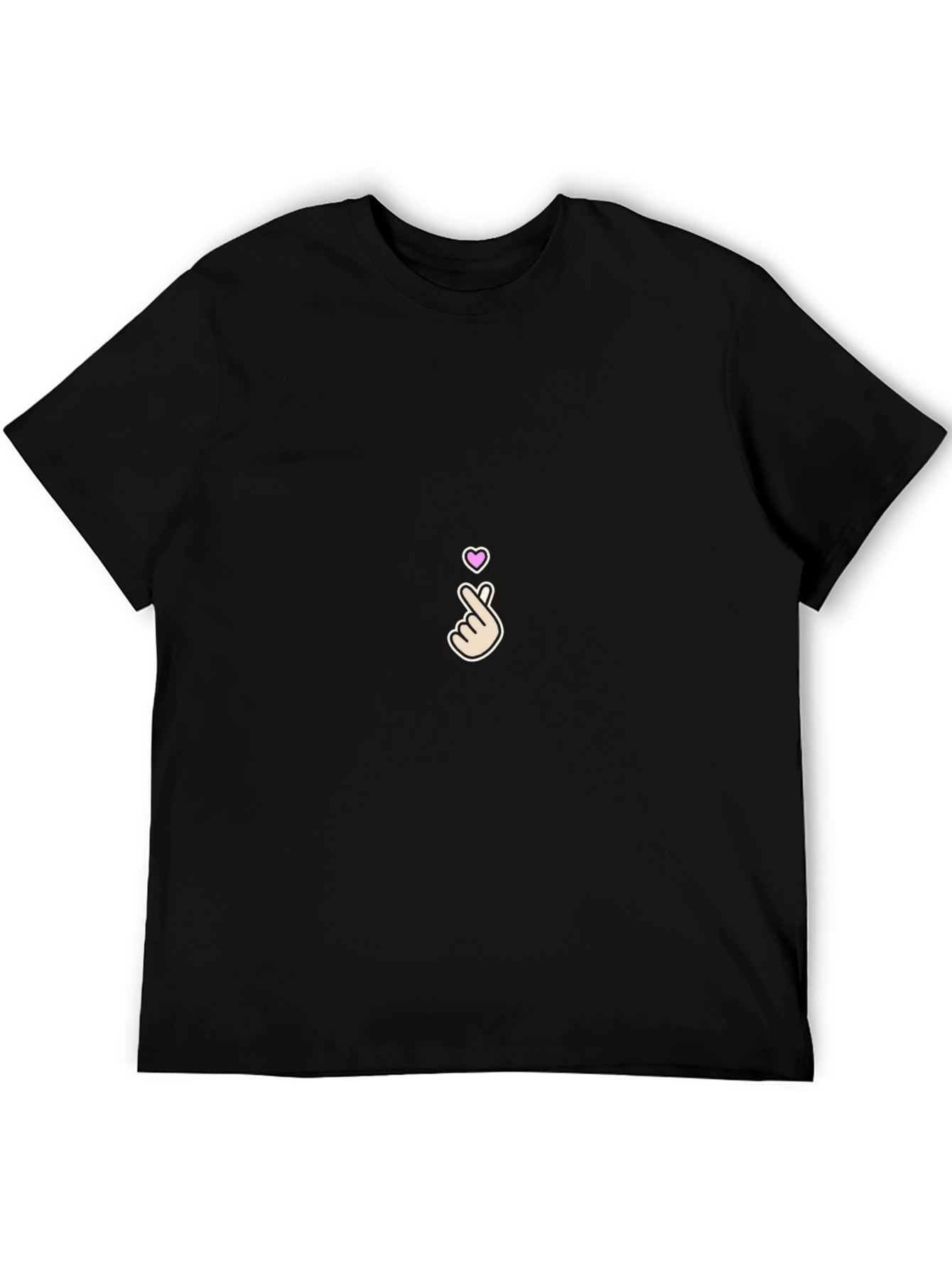 Finger Heart Gesture Graphic Tee - Black