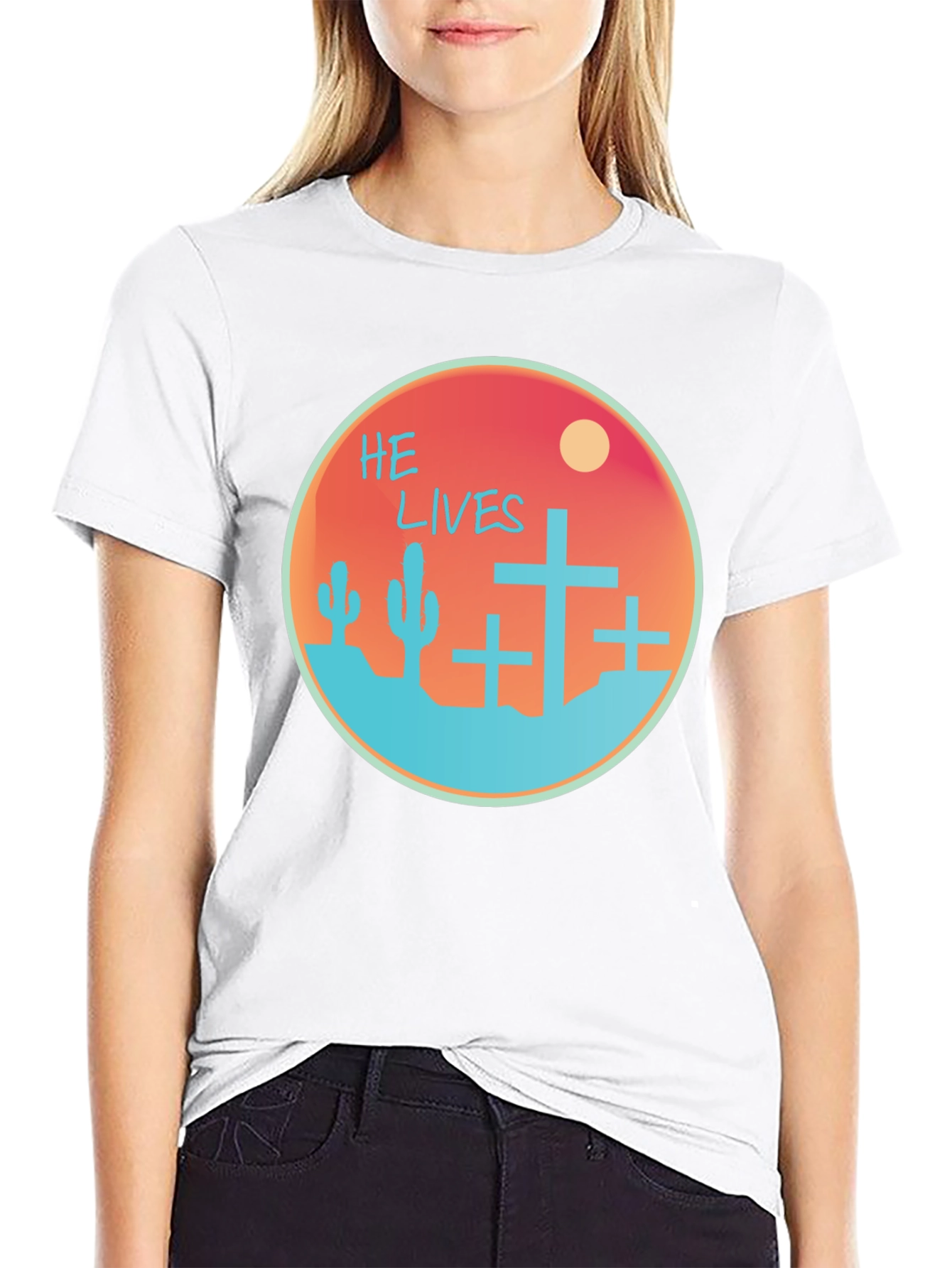 He Lives Graphic Tee - Desert Scene