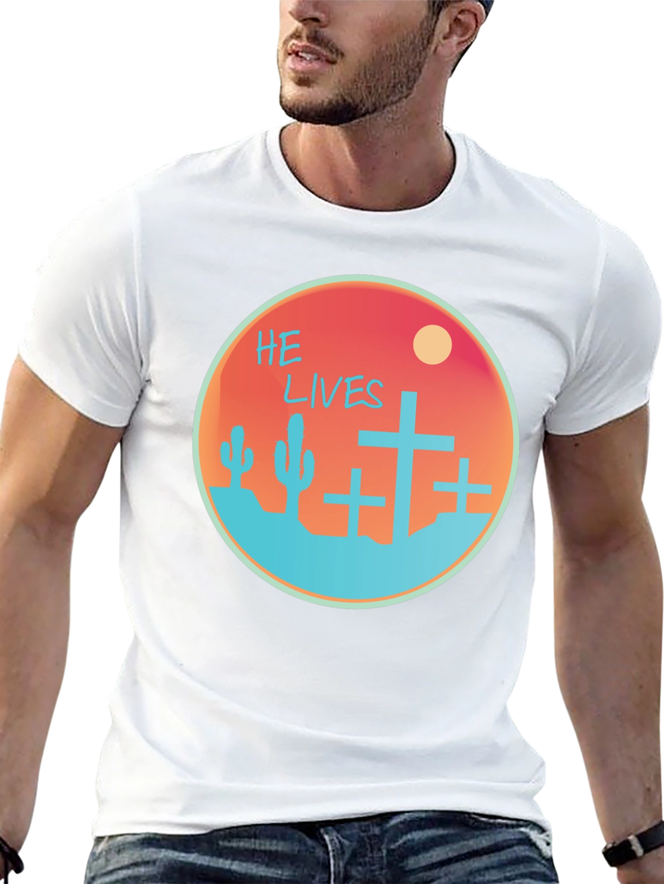 He Lives Graphic Tee - Desert Scene