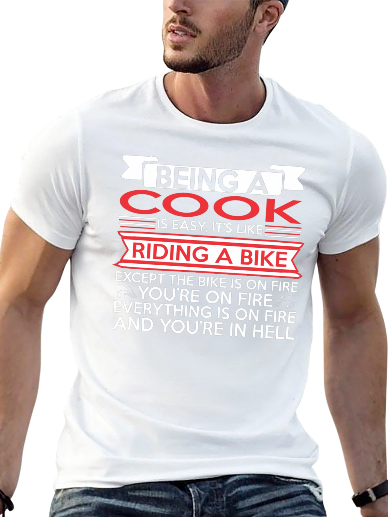 Being a Cook Like Riding a Bike Black T-Shirt