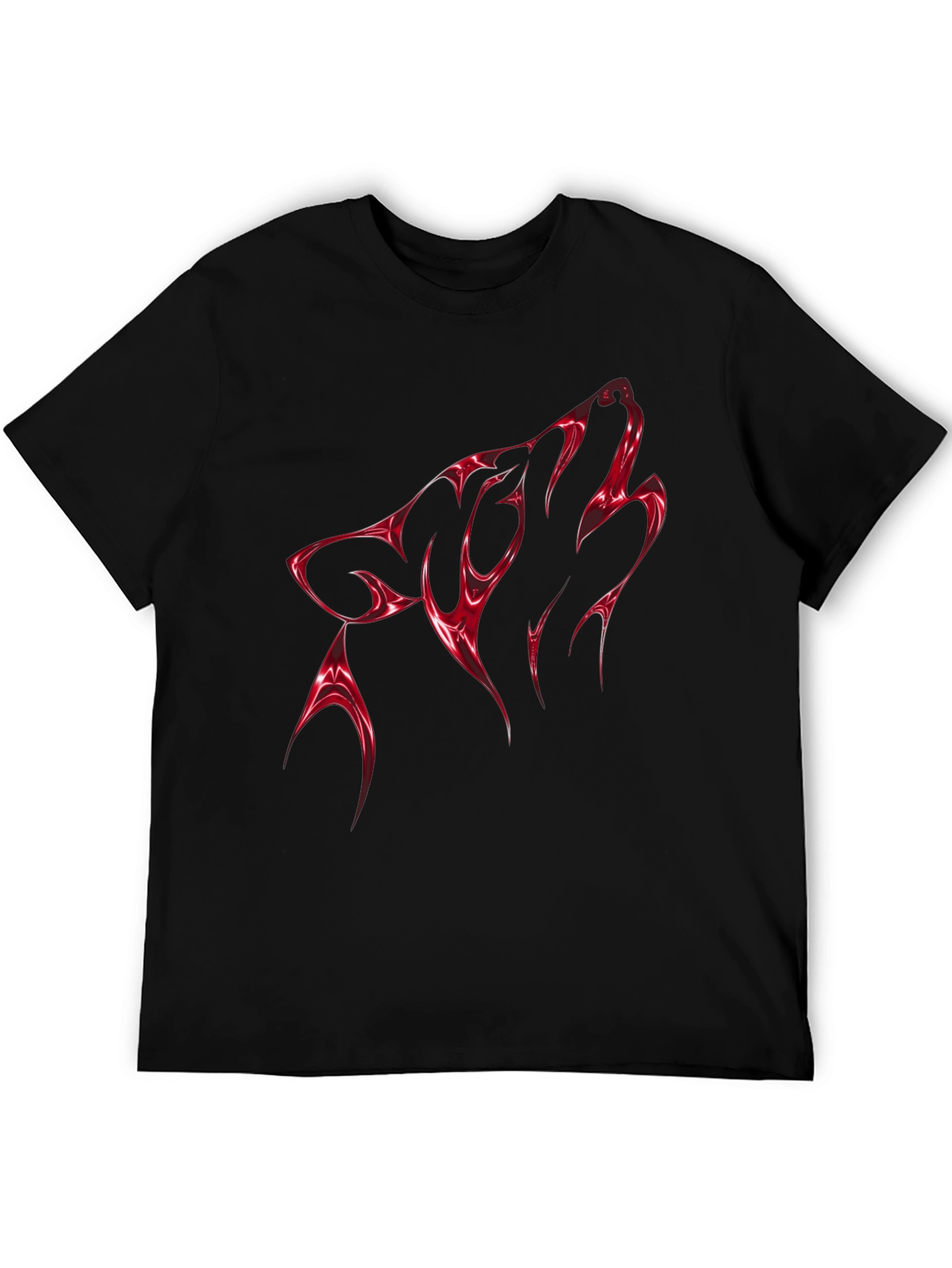 Bold Red Wolf Graphic Tee - Mens Black T-Shirt