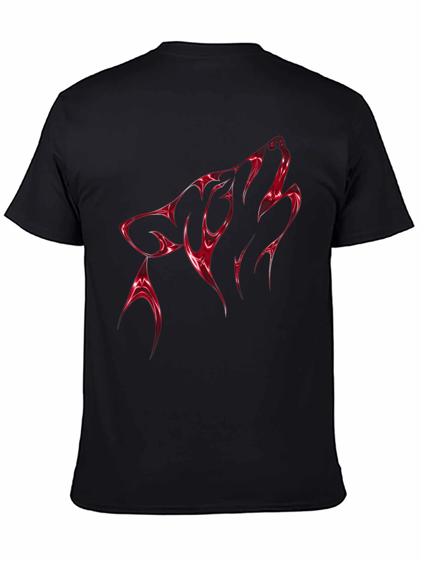 Bold Red Wolf Graphic Tee - Mens Black T-Shirt
