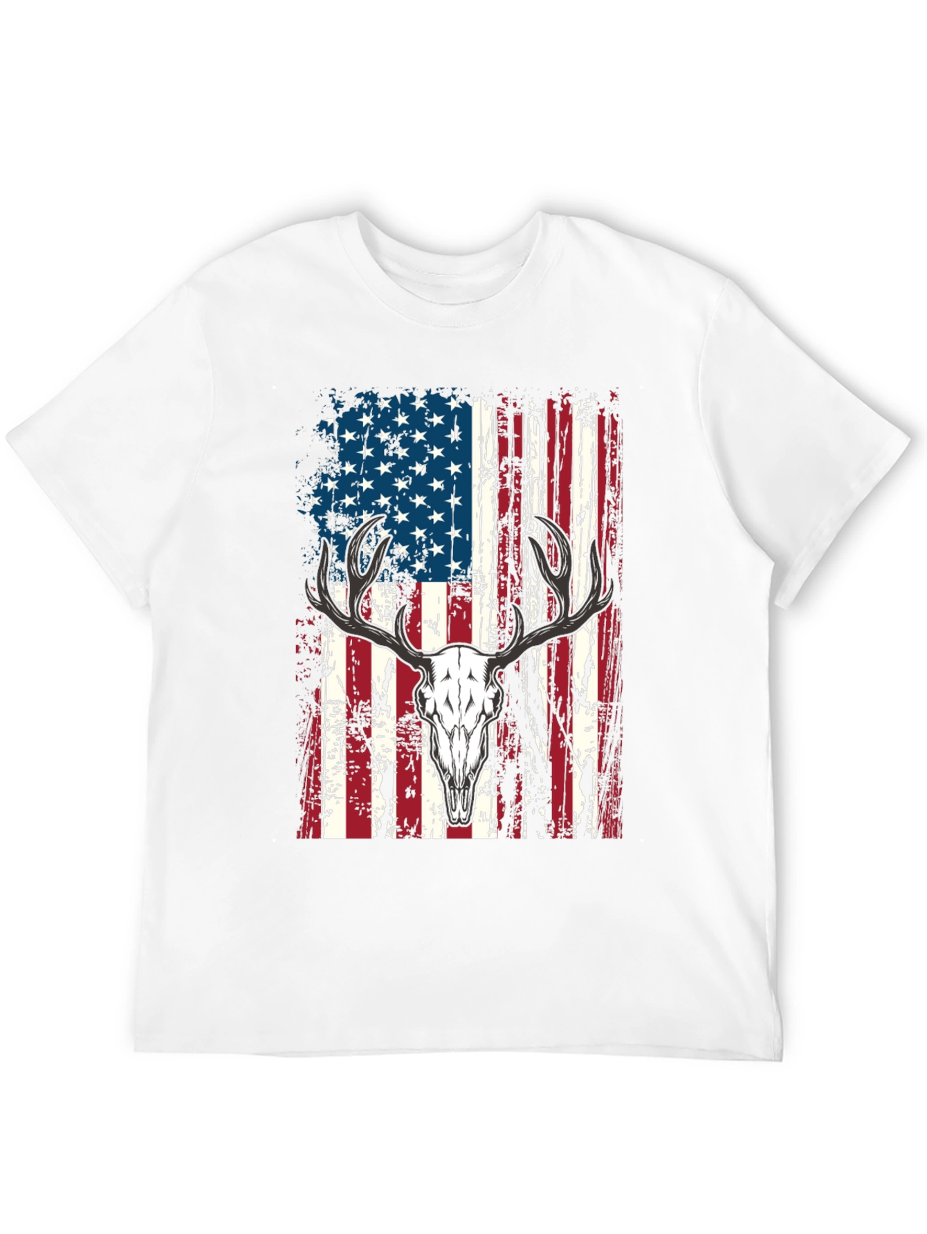 American Flag Deer Skull Graphic Tee