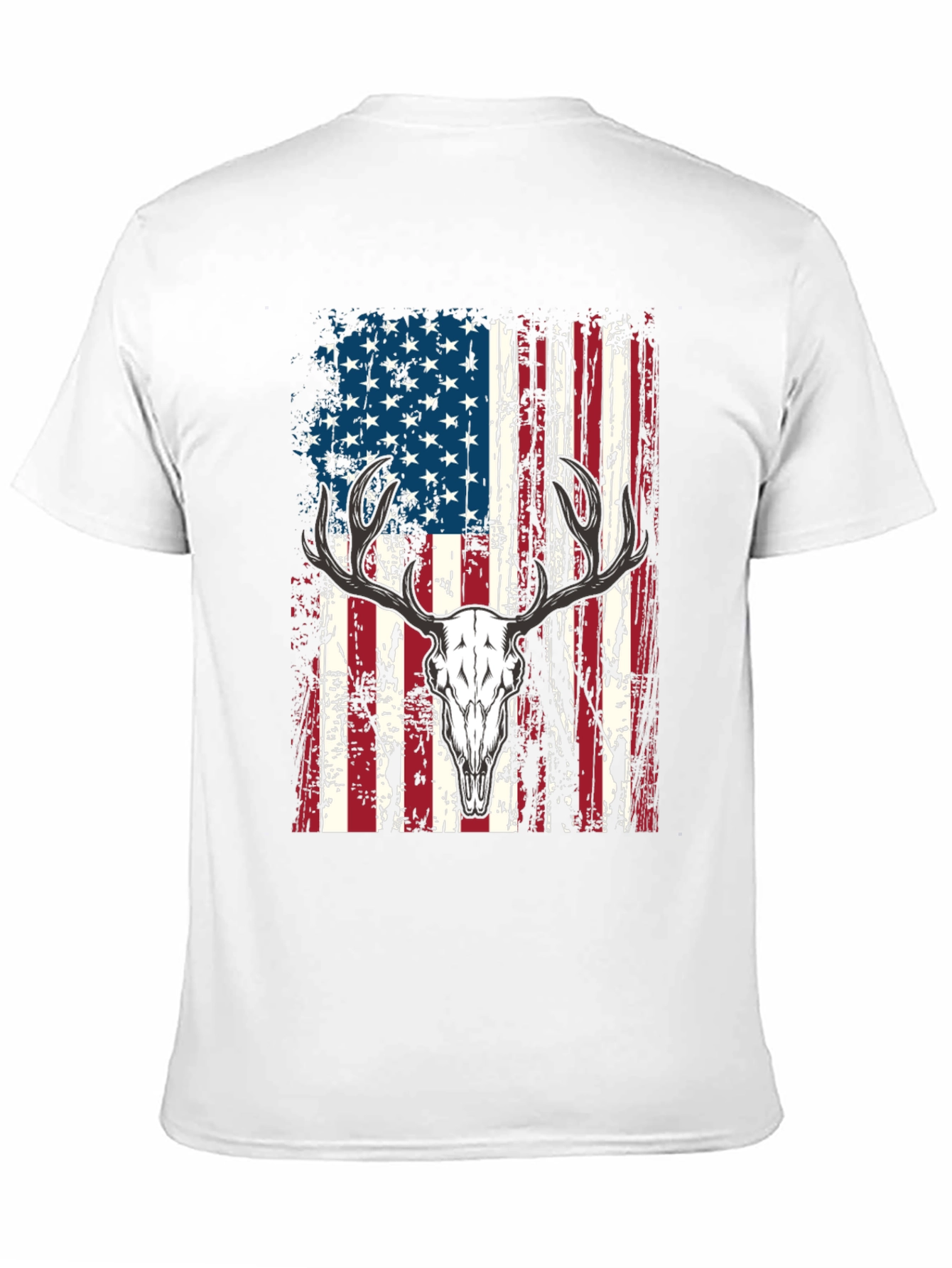 American Flag Deer Skull Graphic Tee