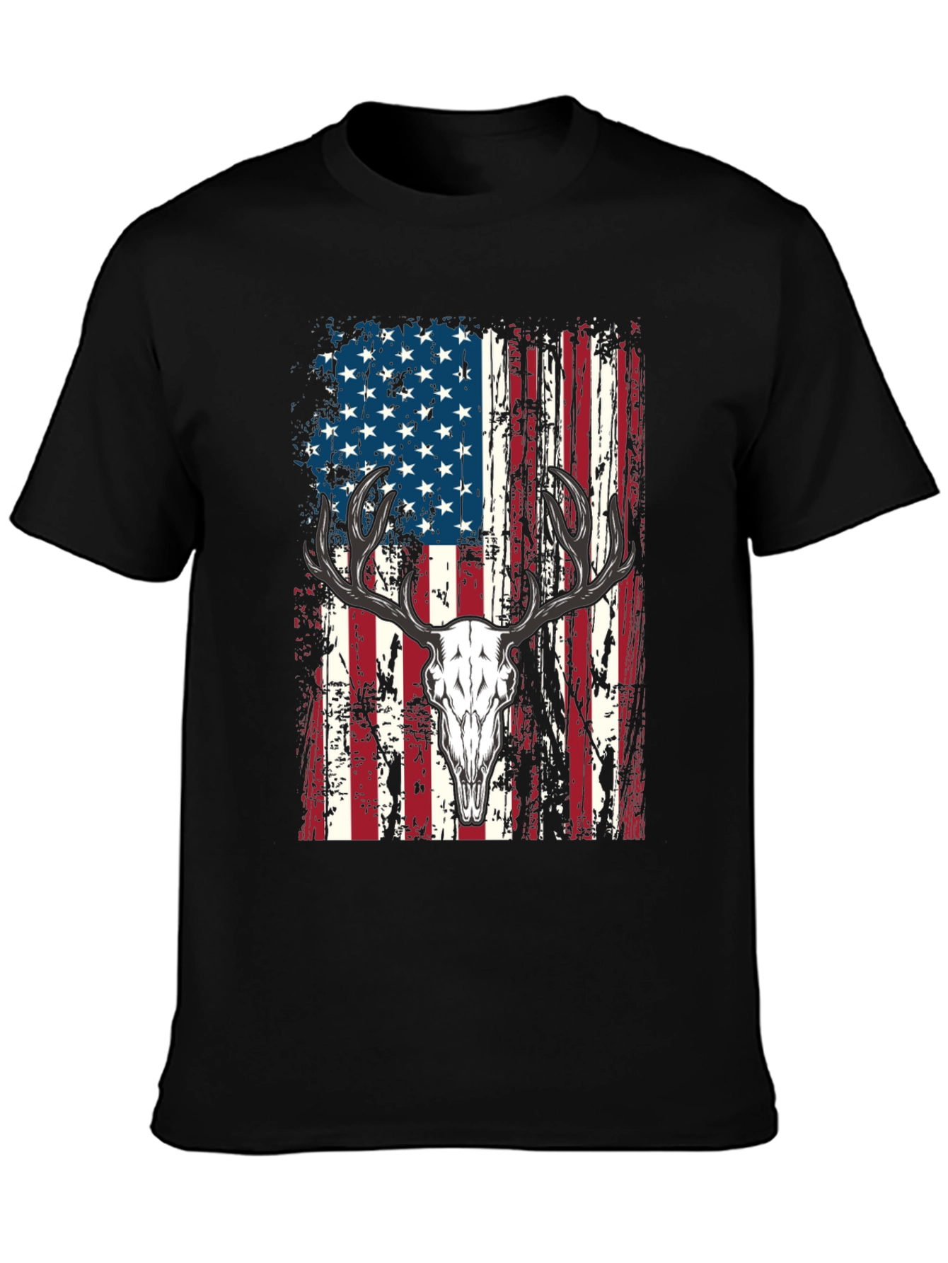 American Flag Deer Skull Graphic Tee
