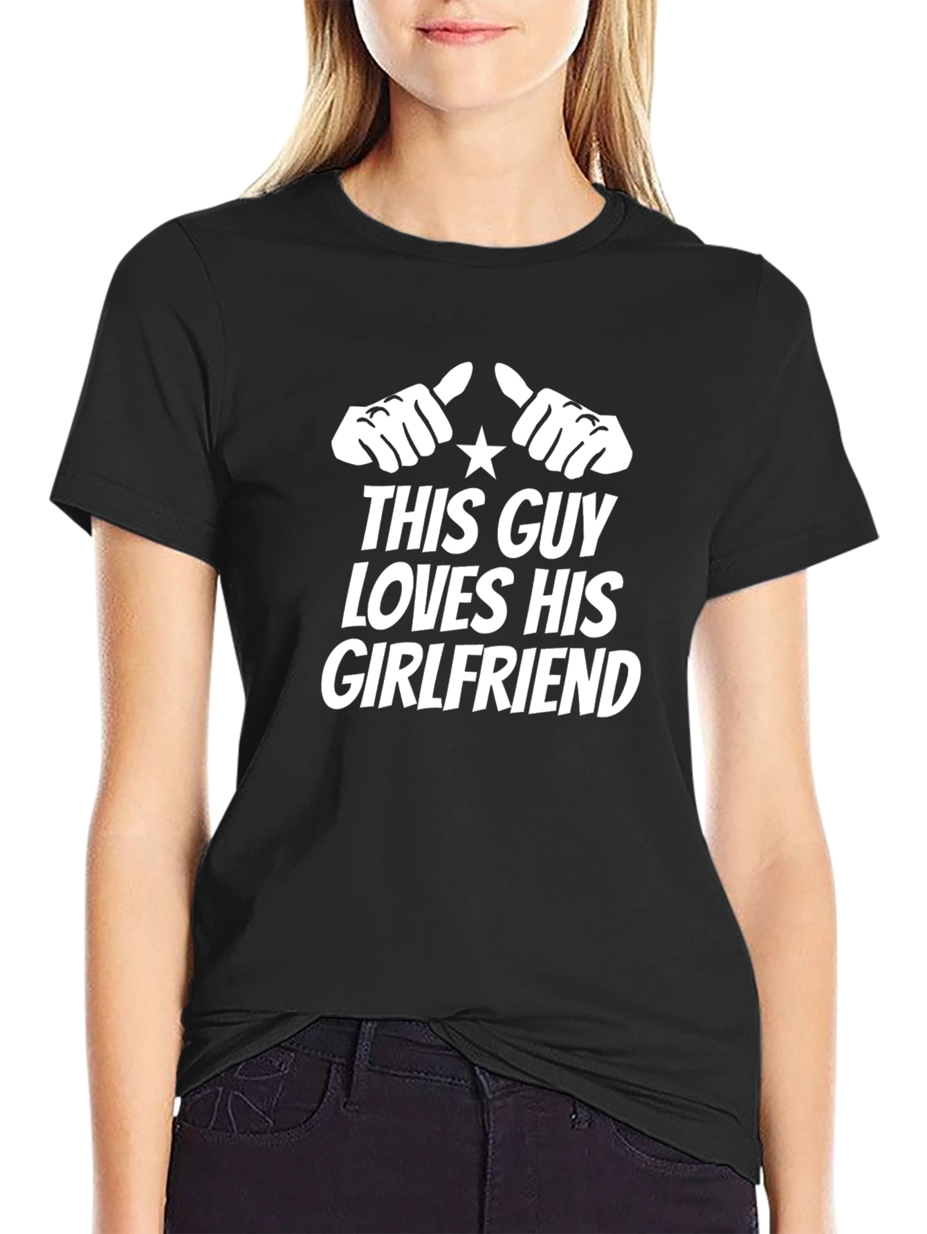 This Guy Loves His Girlfriend Black Graphic Tee