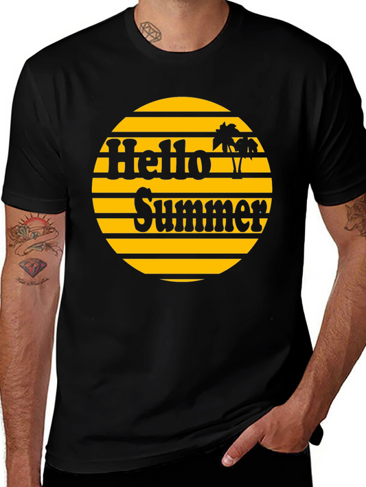 Hello Summer Graphic T-Shirt - Retro Sunset Design