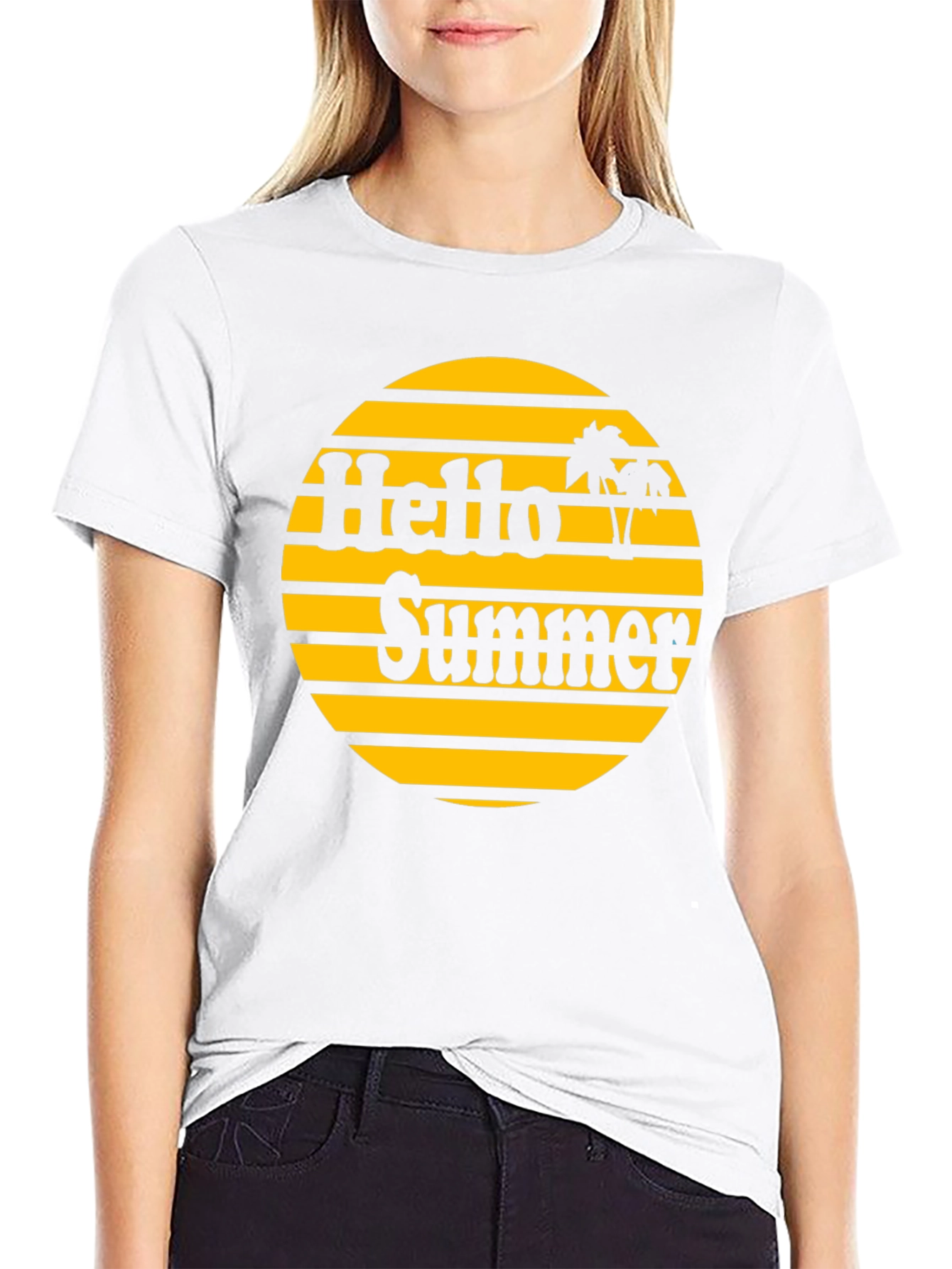Hello Summer Graphic T-Shirt - Retro Sunset Design