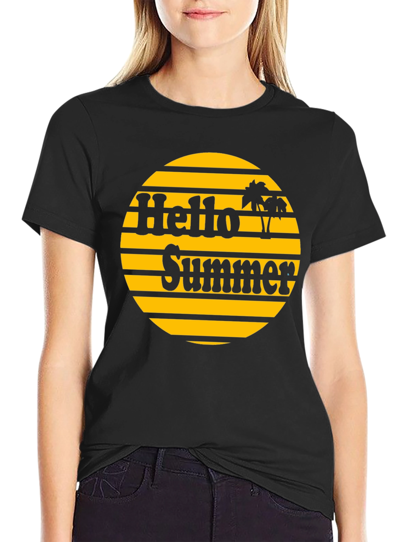 Hello Summer Graphic T-Shirt - Retro Sunset Design