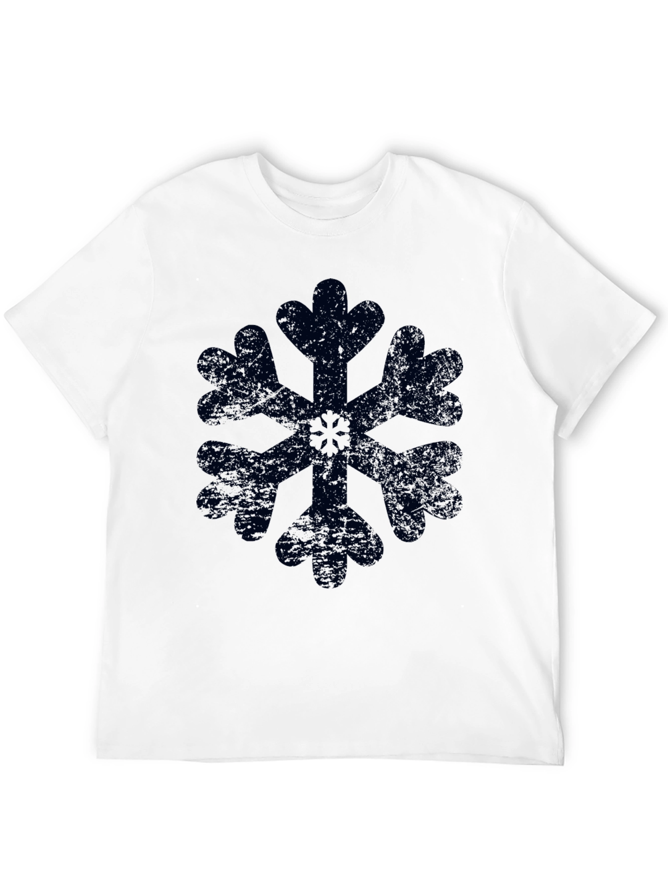 Snowflake Graphic Black T-Shirt Distressed Print