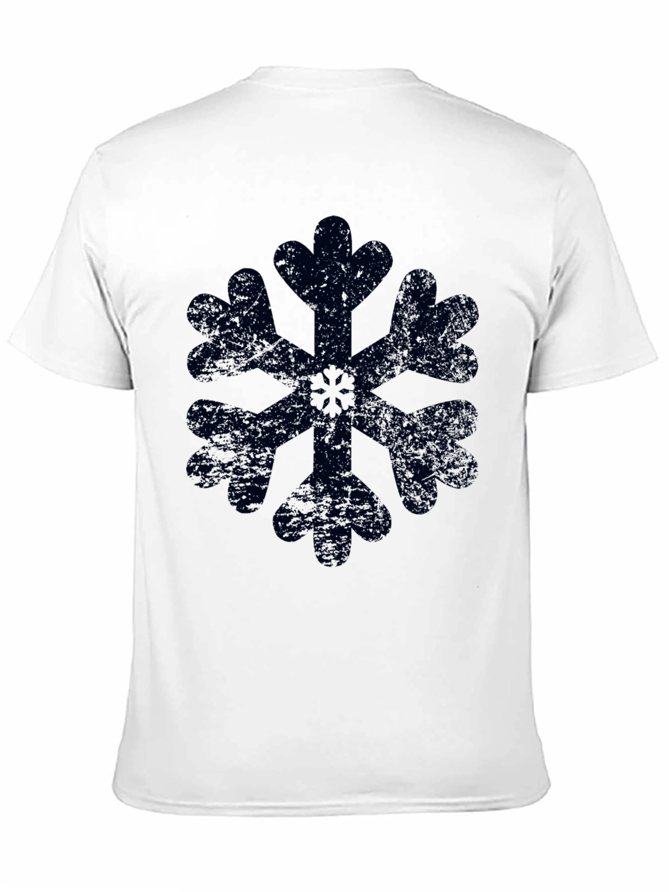 Snowflake Graphic Black T-Shirt Distressed Print