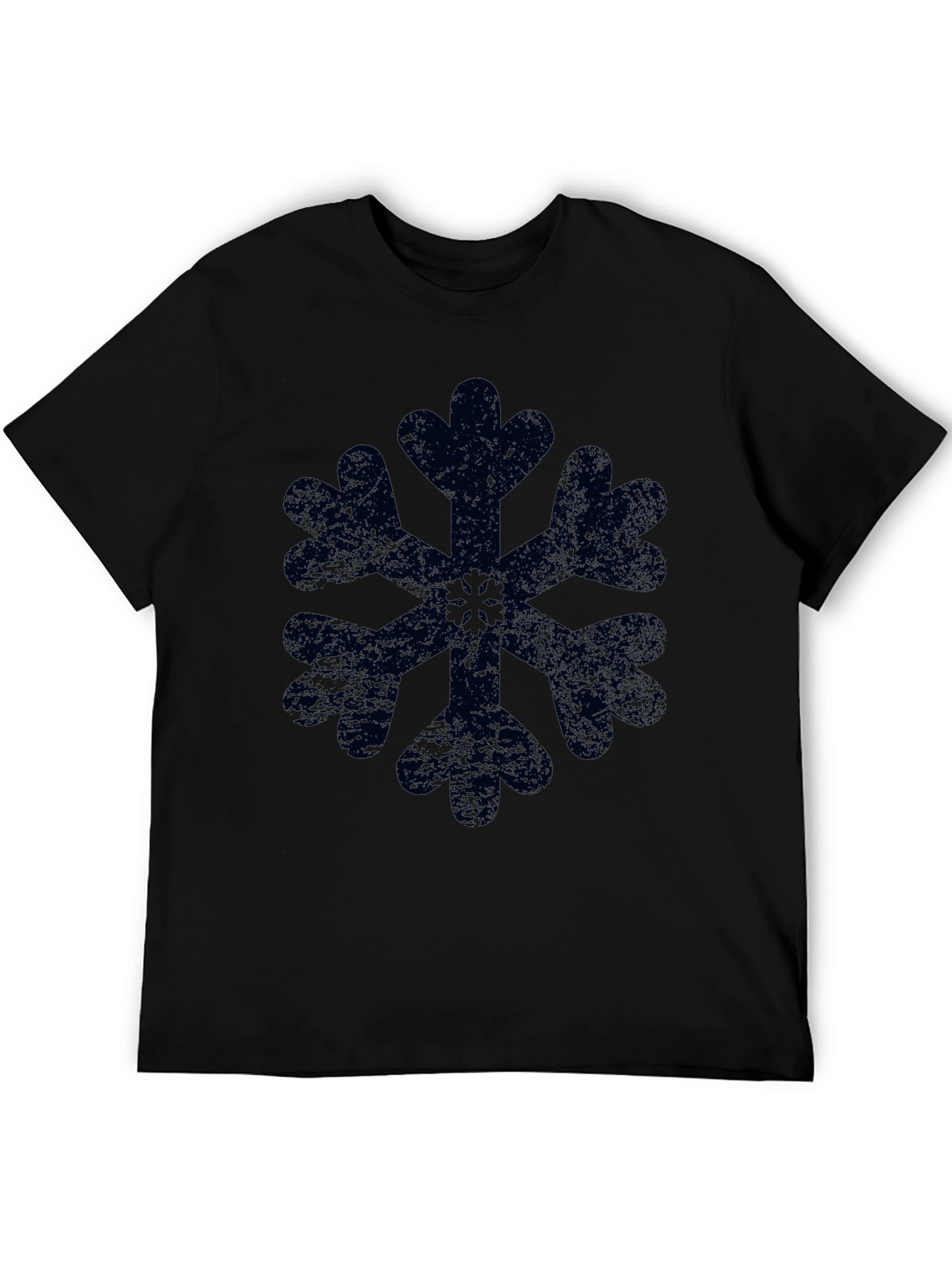 Snowflake Graphic Black T-Shirt Distressed Print