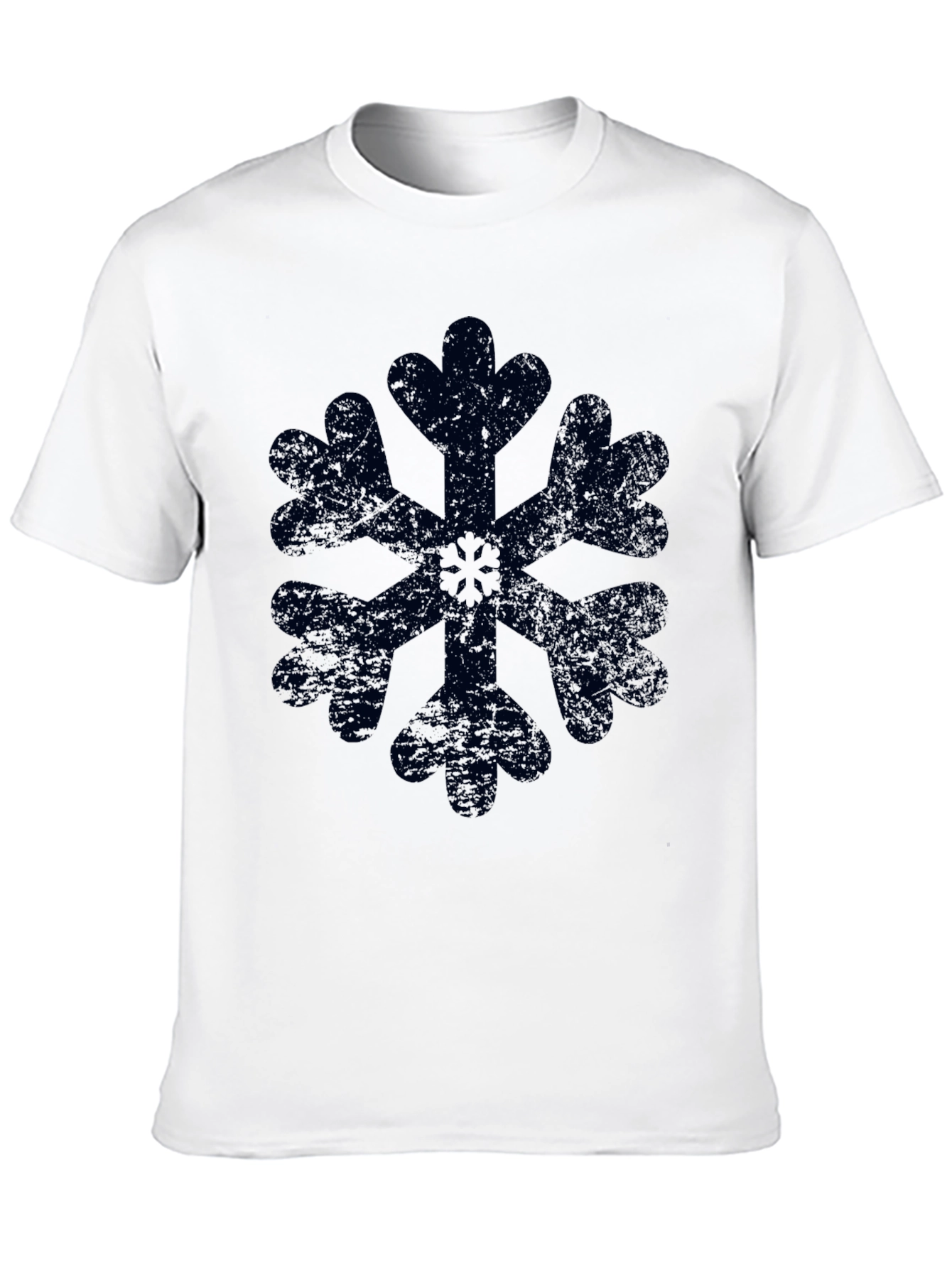 Snowflake Graphic Black T-Shirt Distressed Print