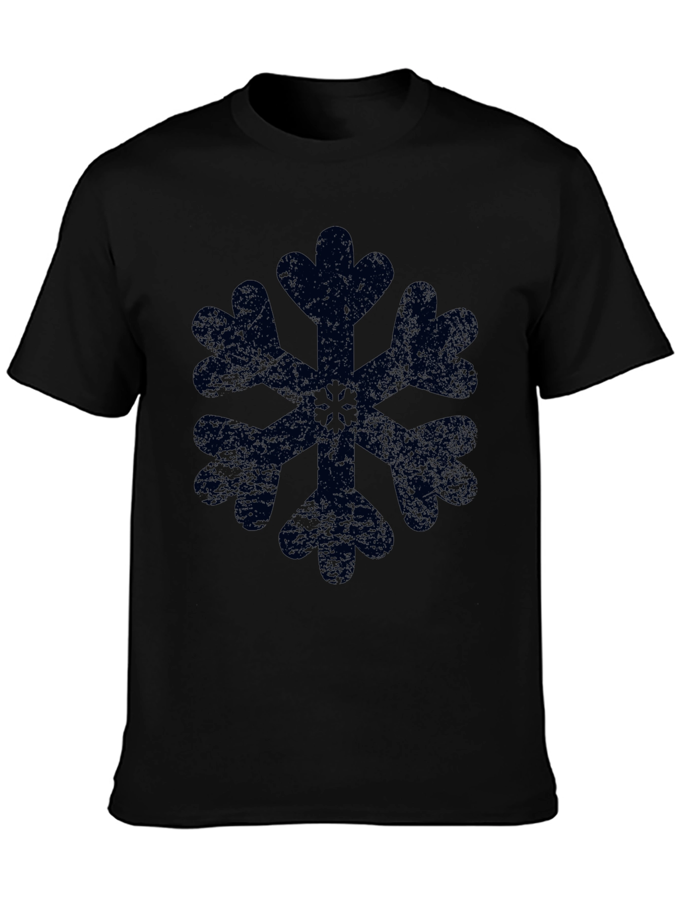 Snowflake Graphic Black T-Shirt Distressed Print