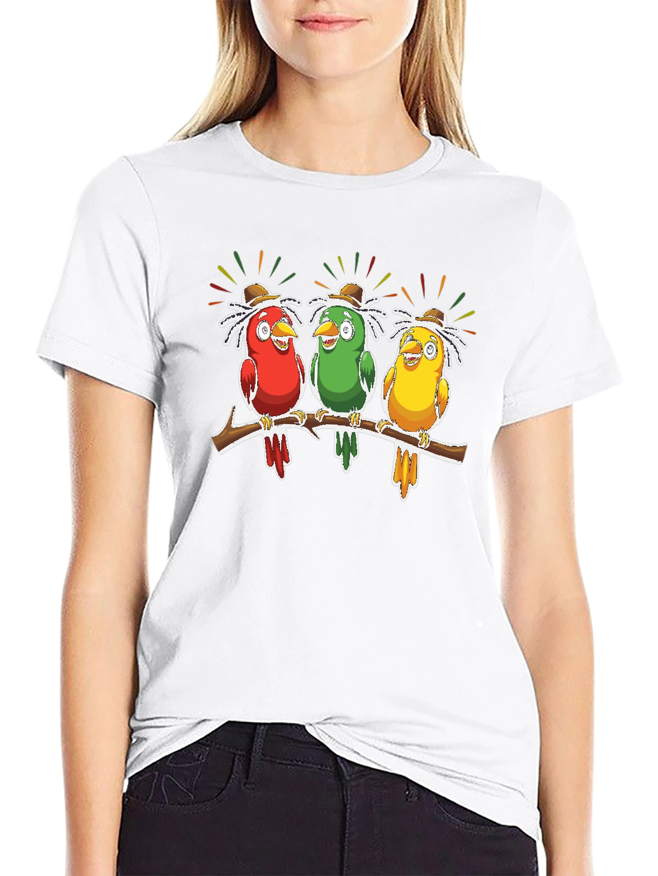 Birds on Branch Graphic Tee - Novelty Print