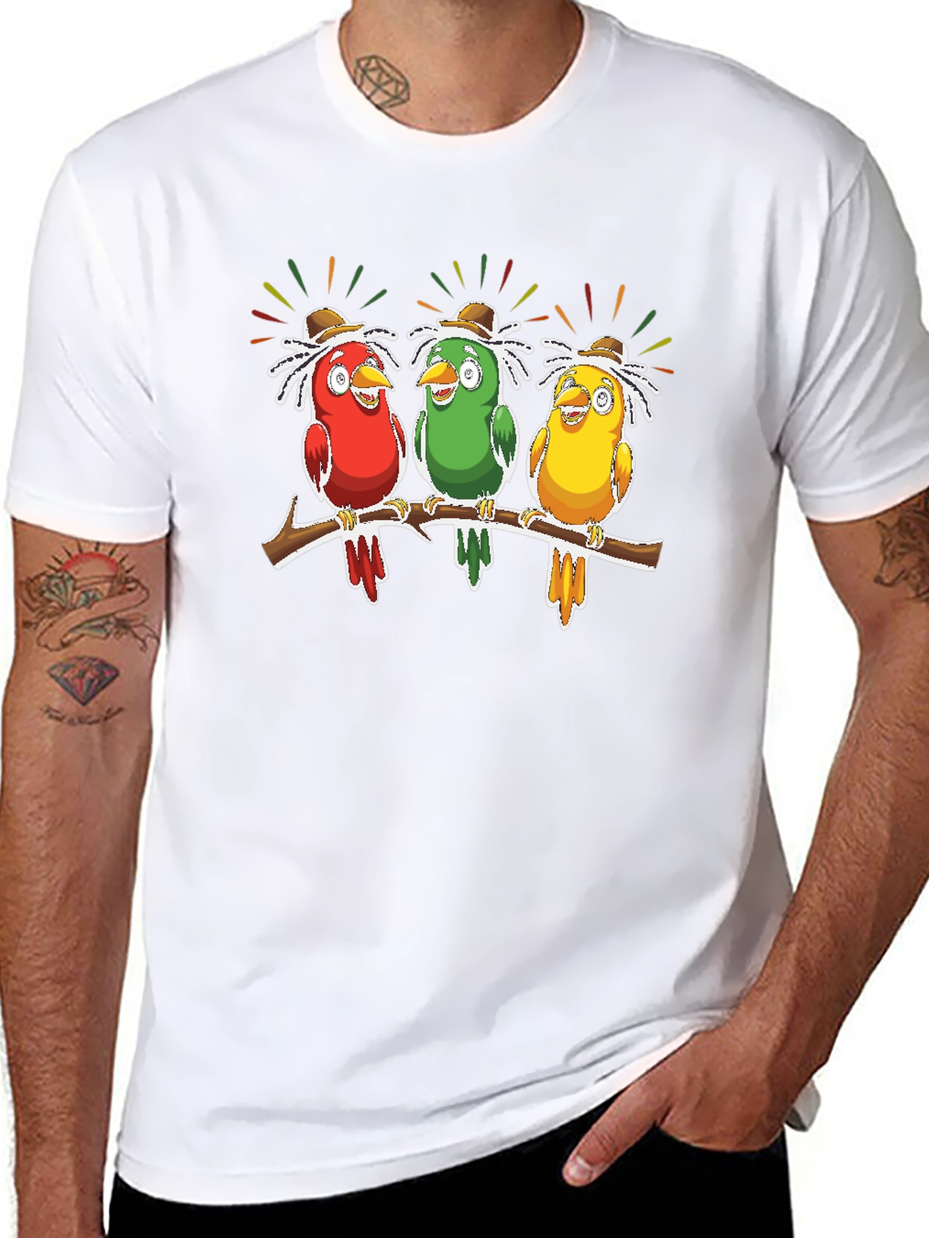 Birds on Branch Graphic Tee - Novelty Print