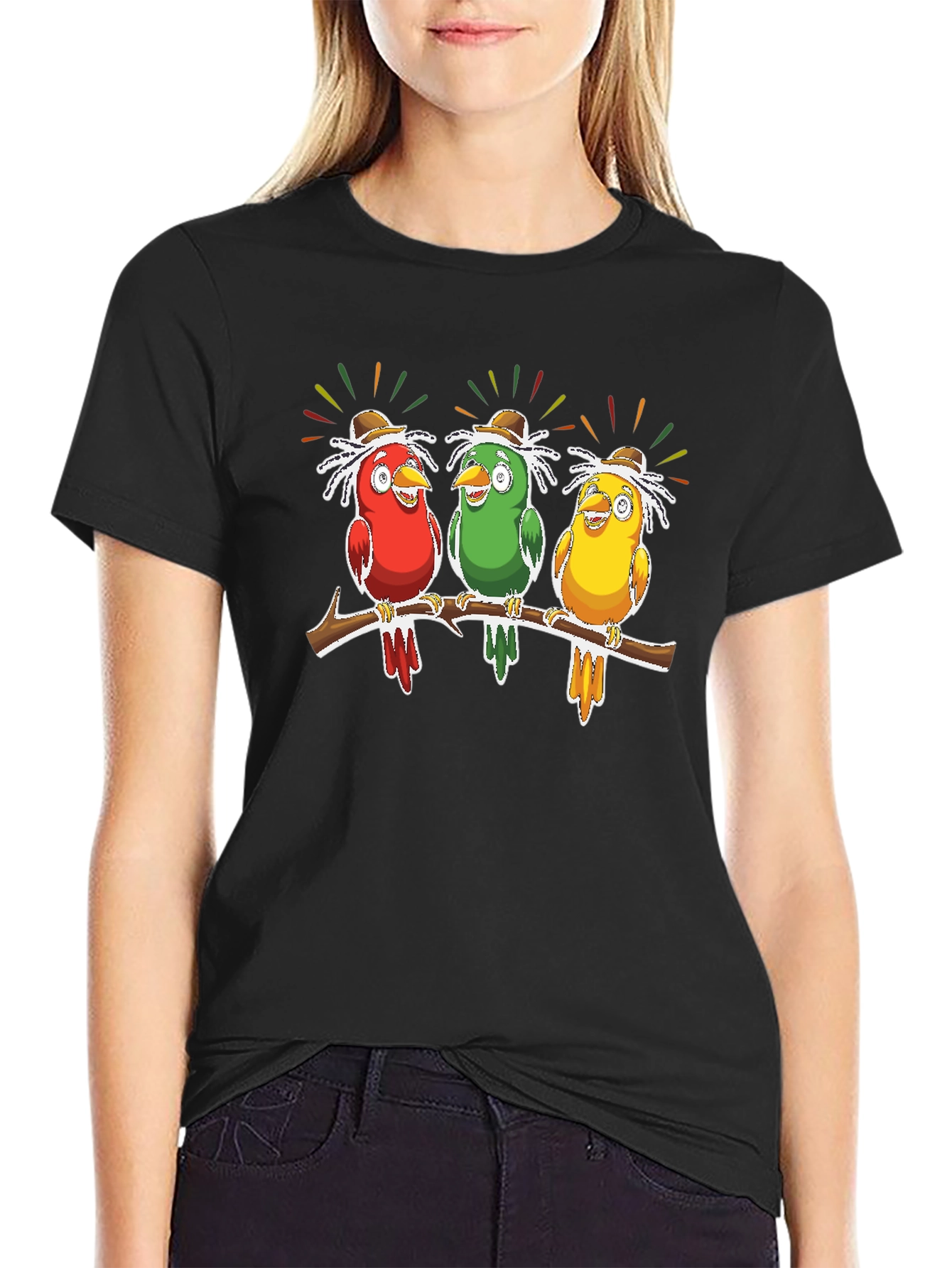 Birds on Branch Graphic Tee - Novelty Print