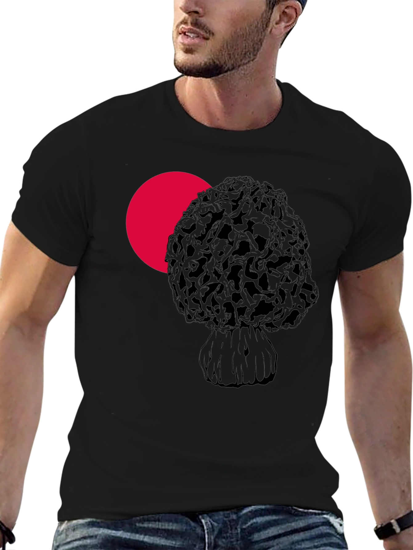 Morel Mushroom Graphic Tee - Unisex Black T-Shirt