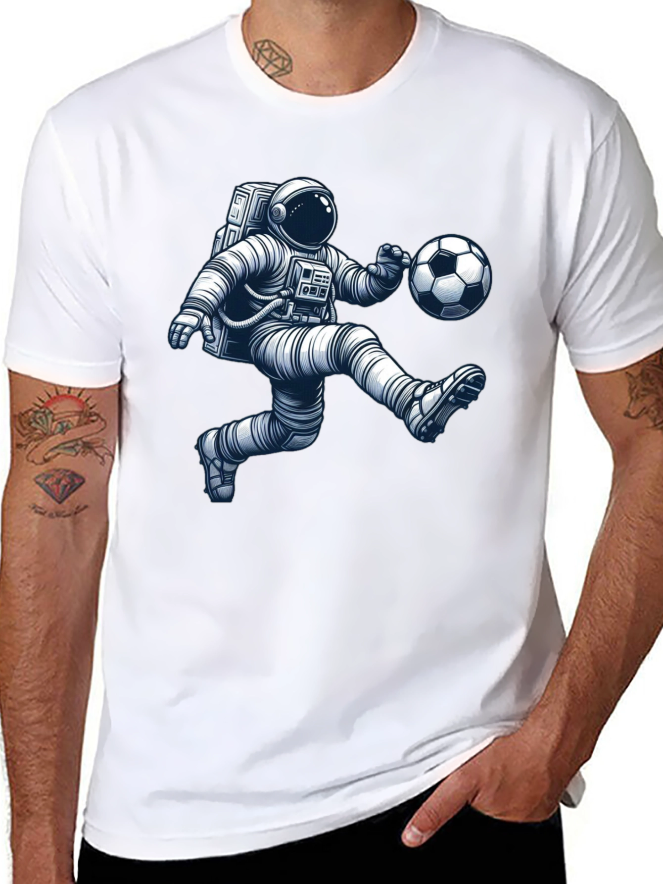 Astronaut Soccer Player Graphic Tee