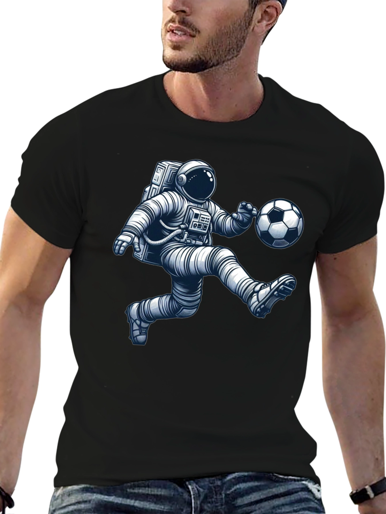Astronaut Soccer Player Graphic Tee