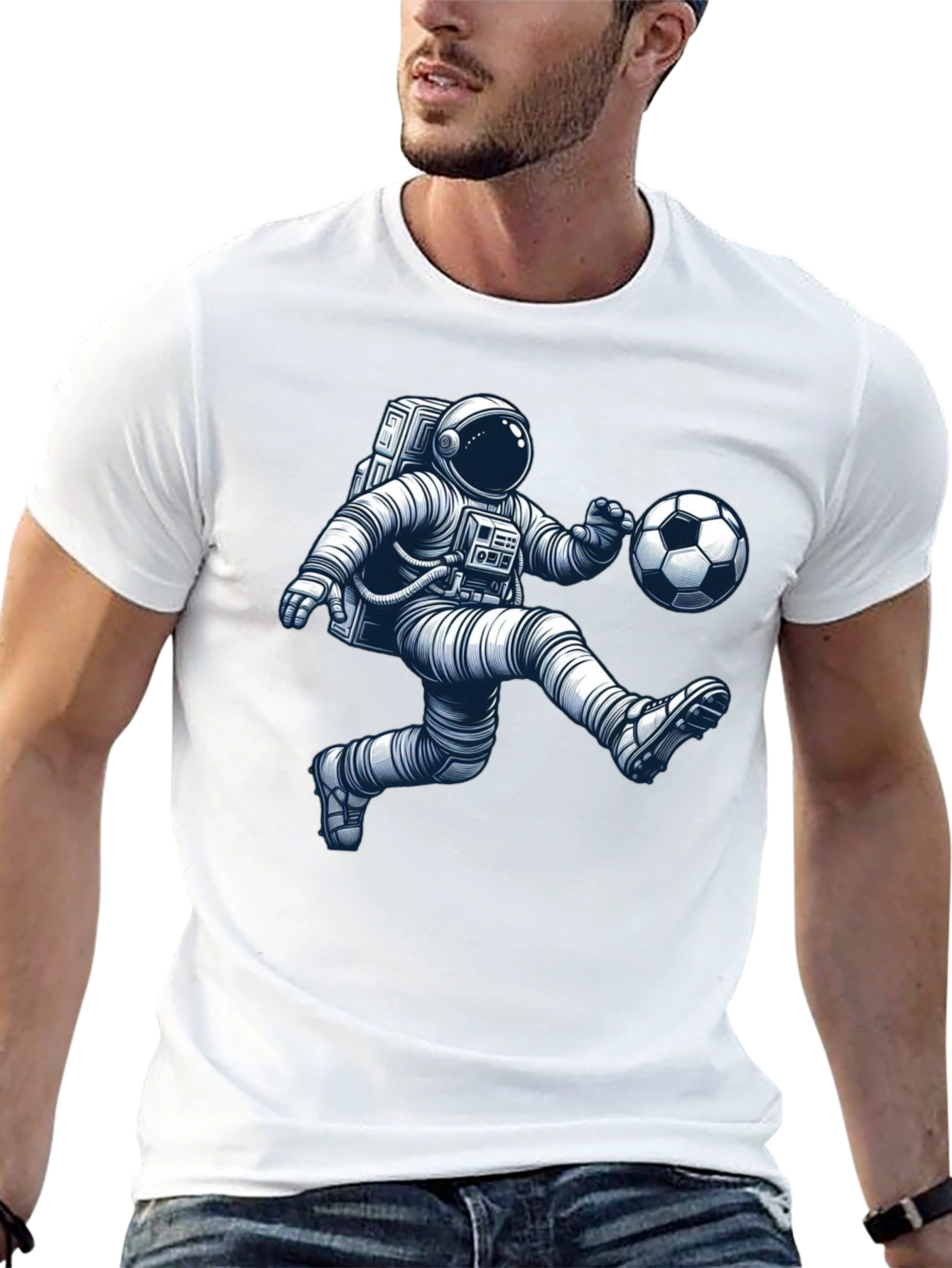 Astronaut Soccer Player Graphic Tee