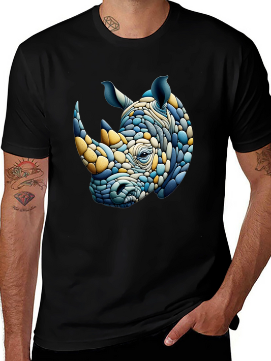 Abstract Rhino Graphic Tee - Stylish Mens T-Shirt