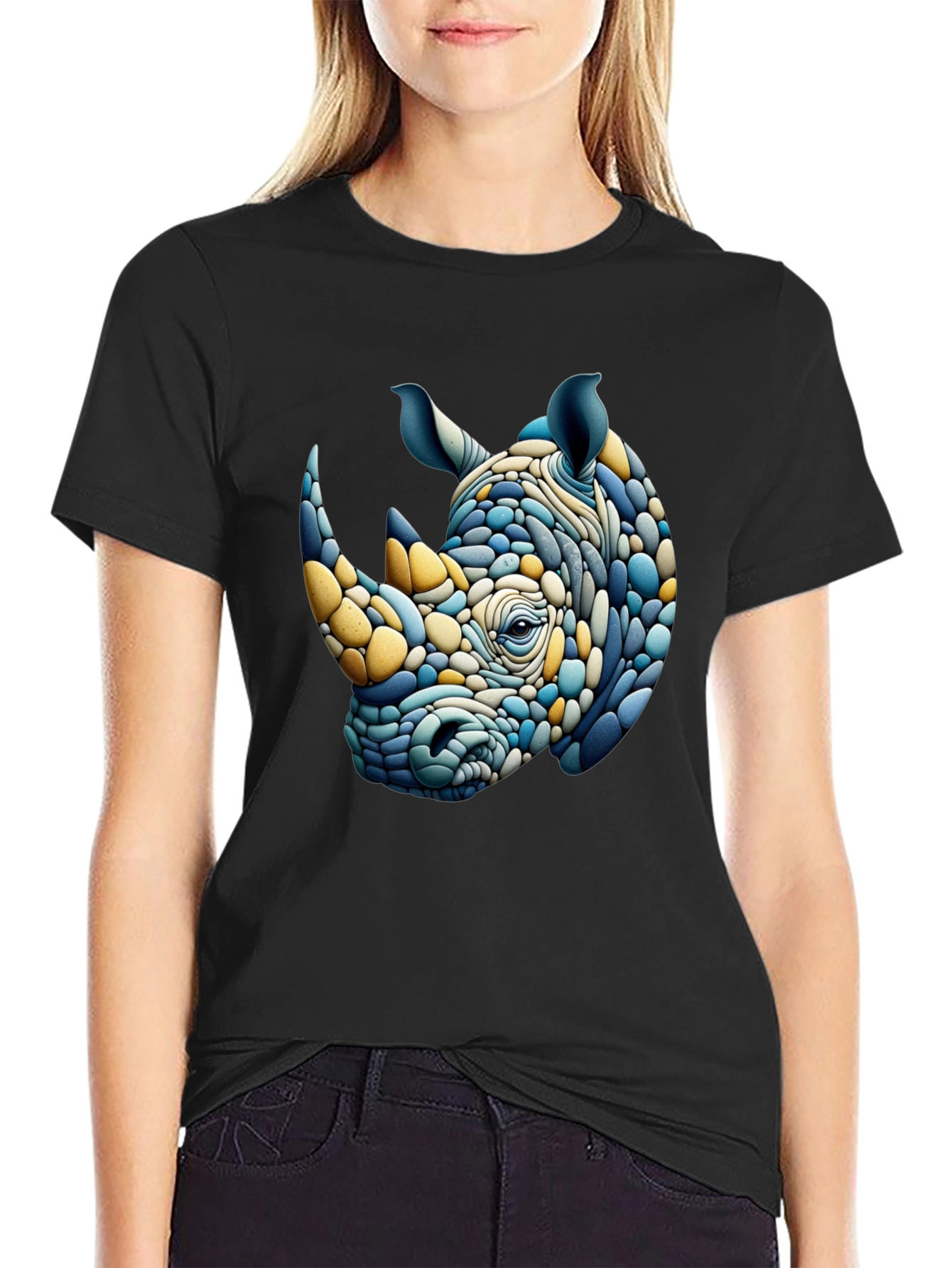 Abstract Rhino Graphic Tee - Stylish Mens T-Shirt