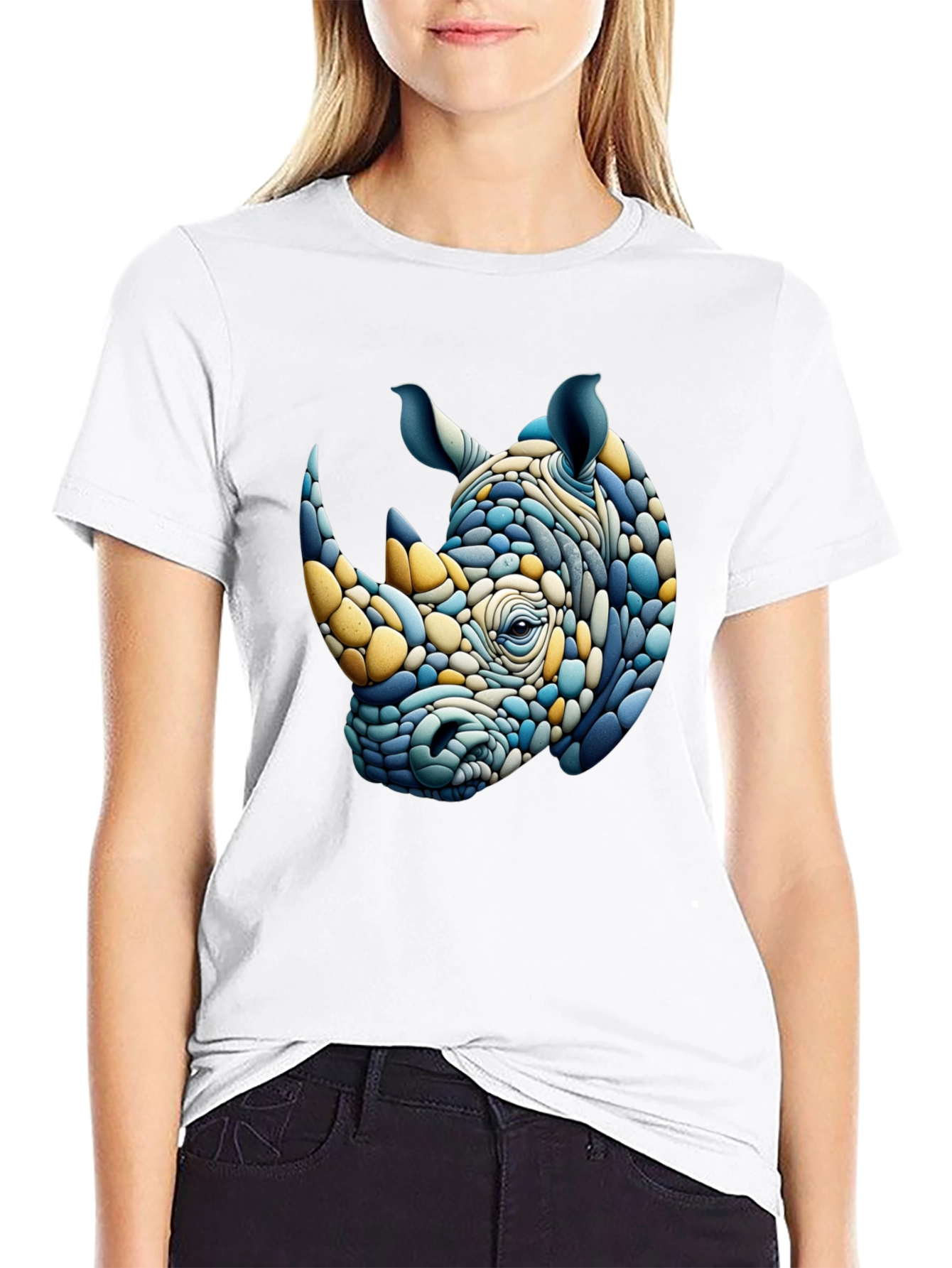 Abstract Rhino Graphic Tee - Stylish Mens T-Shirt