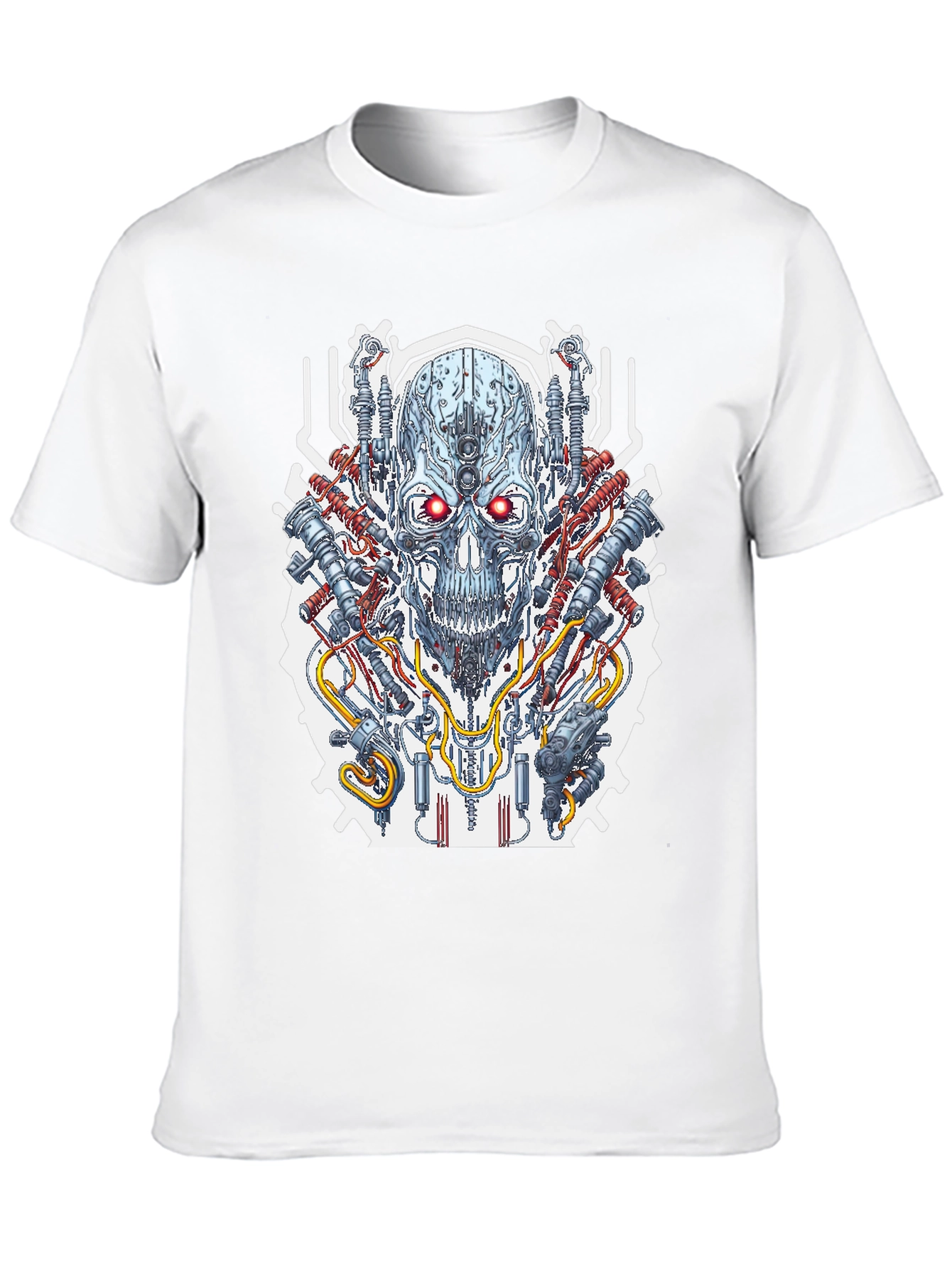 Cyberpunk Skull Graphic Tee - Mens Black T-Shirt