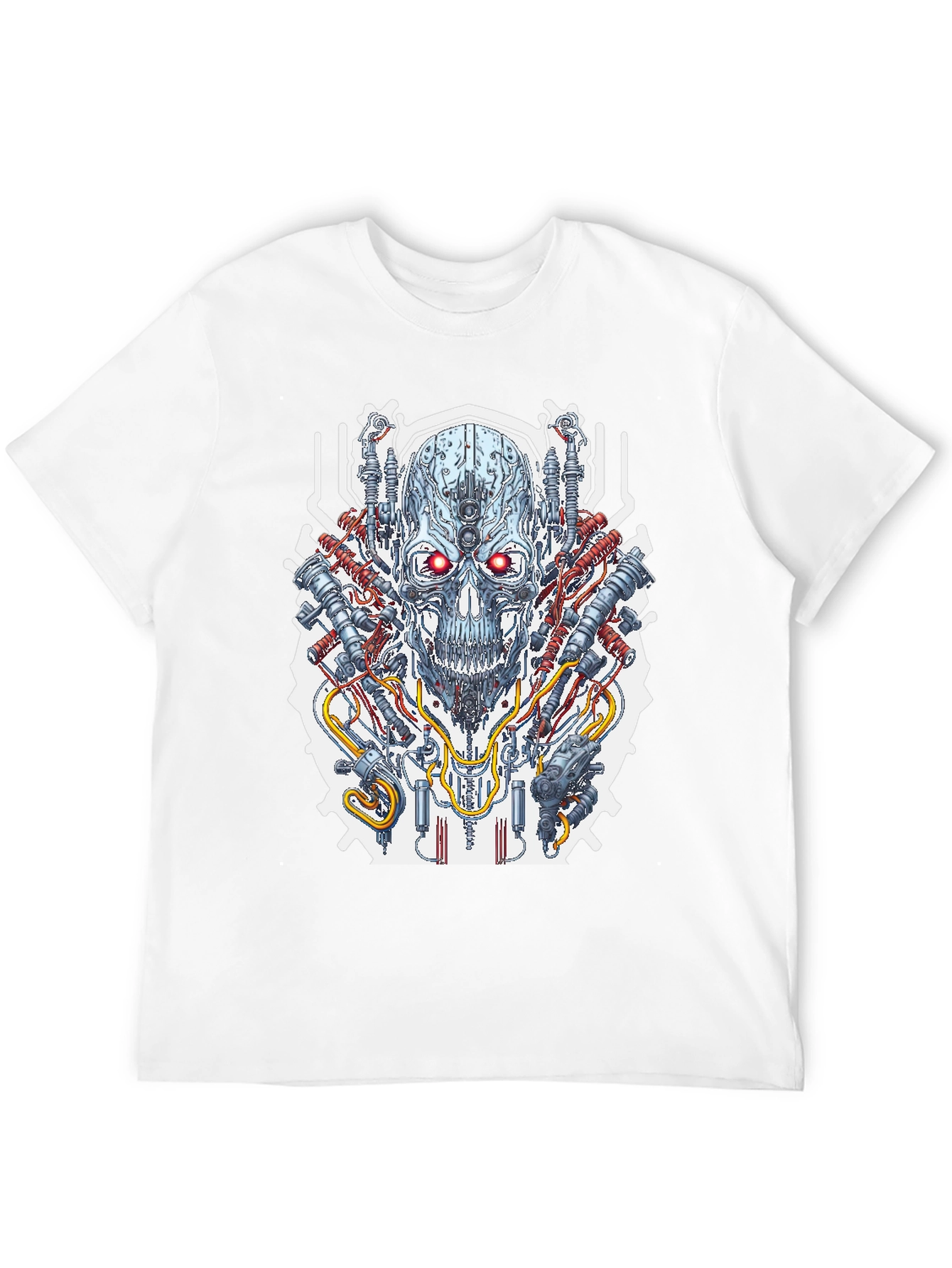 Cyberpunk Skull Graphic Tee - Mens Black T-Shirt