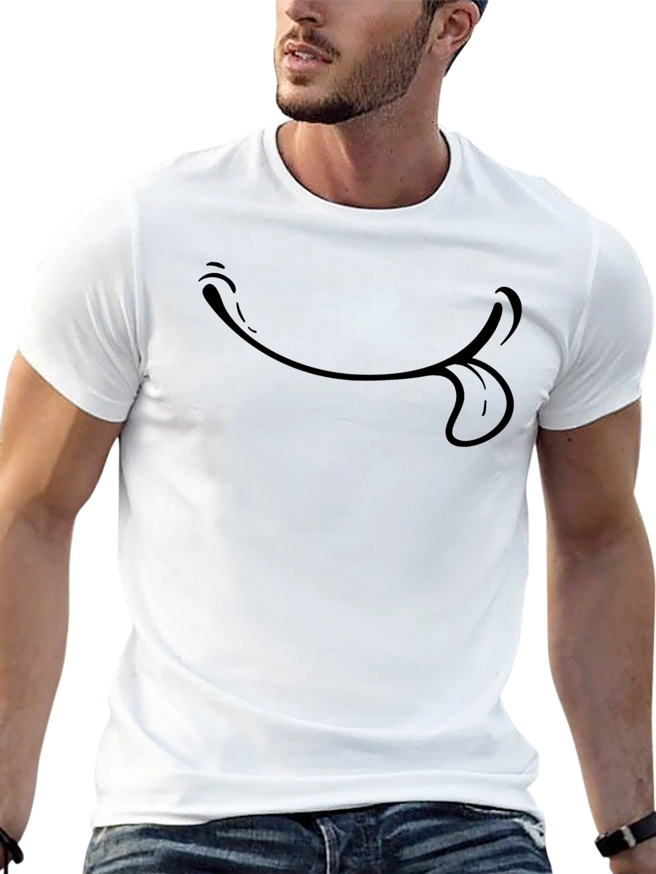 Funny Tongue Out Graphic Black T-Shirt