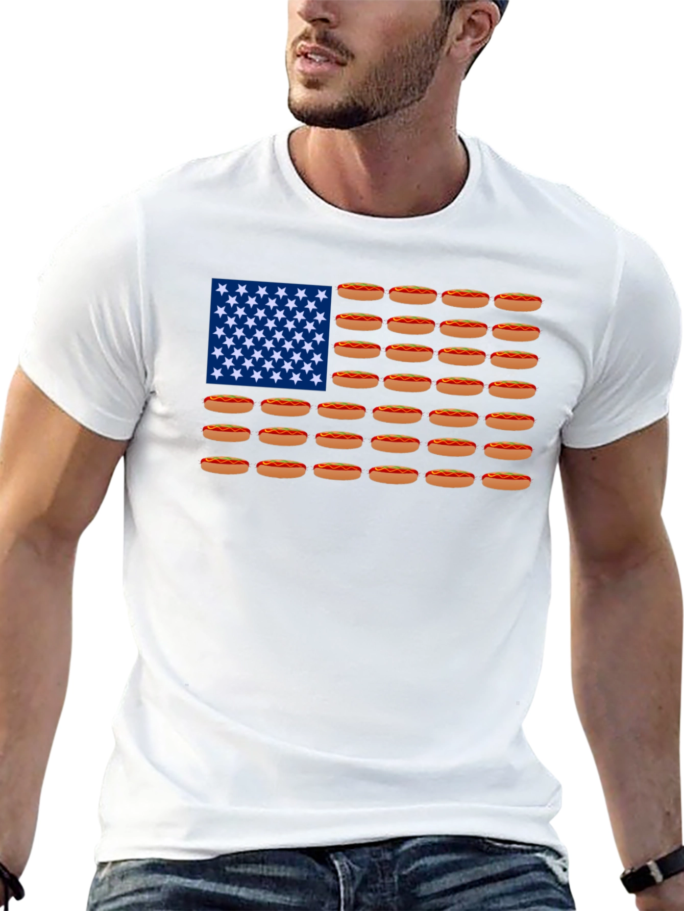 Hot Dog American Flag T-Shirt - Patriotic Apparel