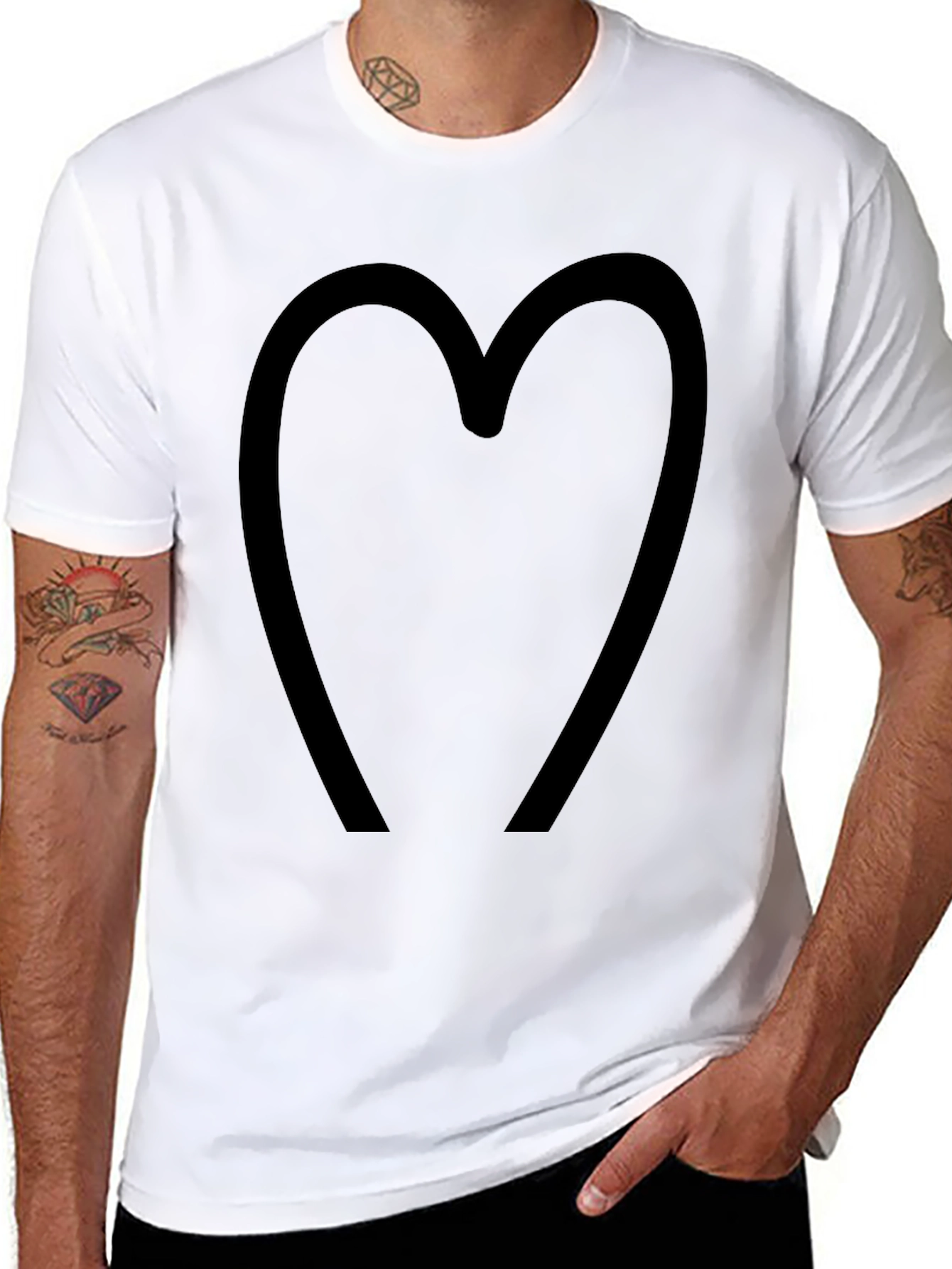 Simple Heart Tee - Black Cotton Blend Casual Wear